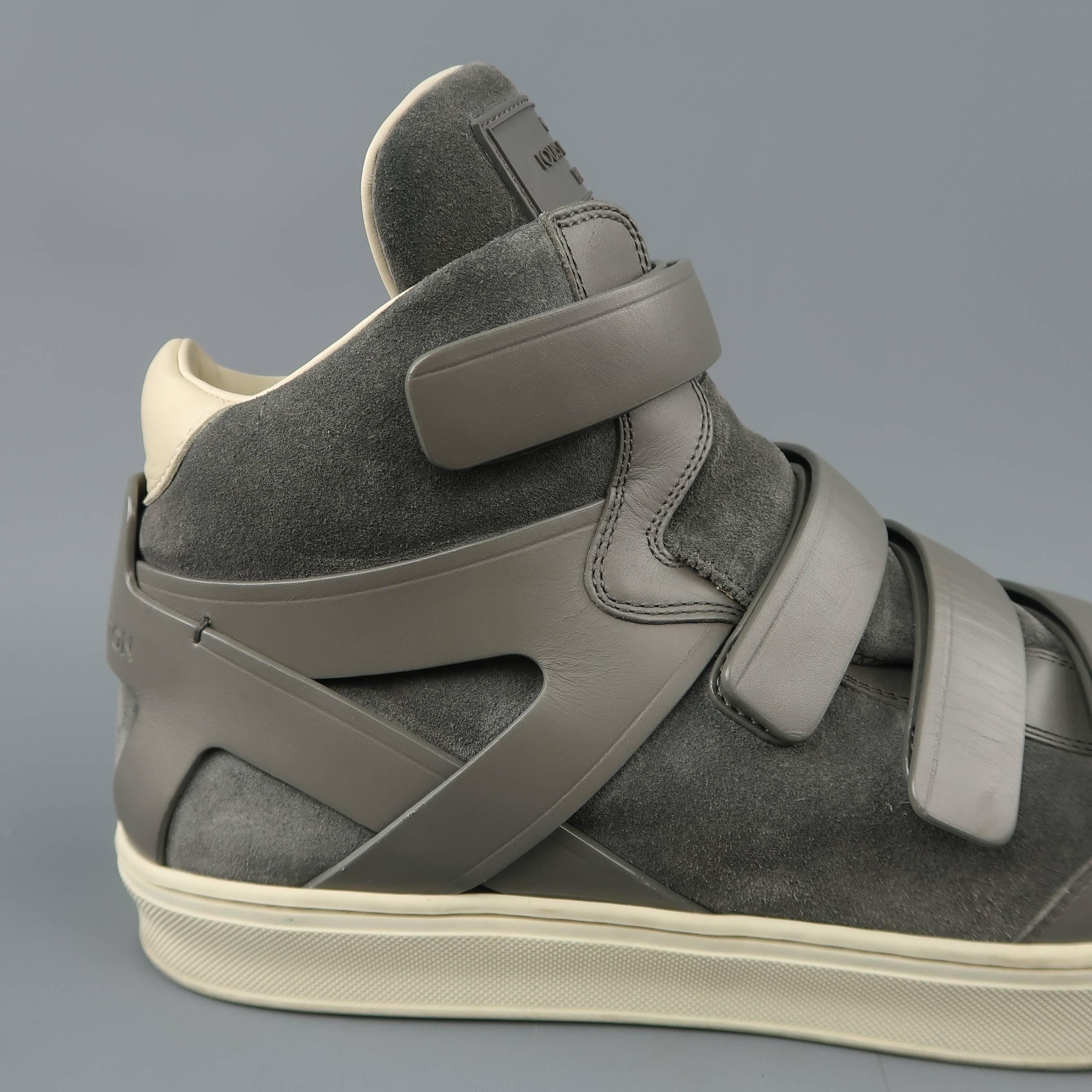 Men's LOUIS VUITTON Sneaker Size 11 Gray Leather and Suede Velcro