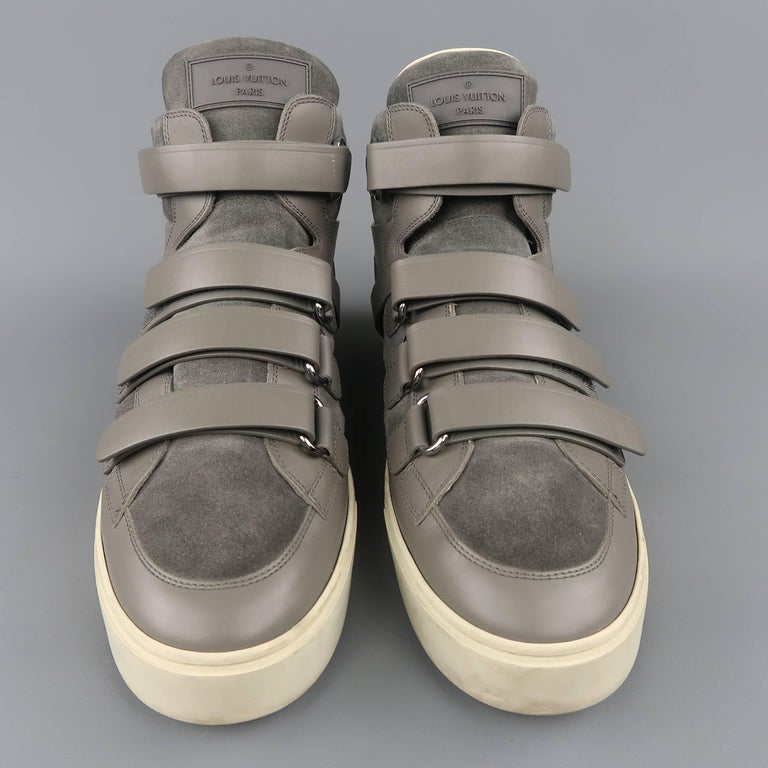 Men's LOUIS VUITTON Sneaker Size 11 Gray Leather and Suede Velcro High Top  Boxing at 1stDibs