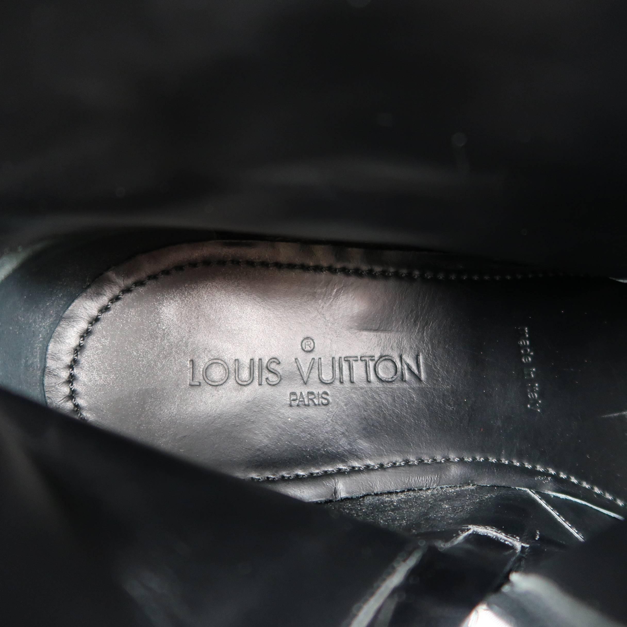 Men's LOUIS VUITTON Size 11.5 Black Epi Leather Buckle Strap Ankle Boots 1