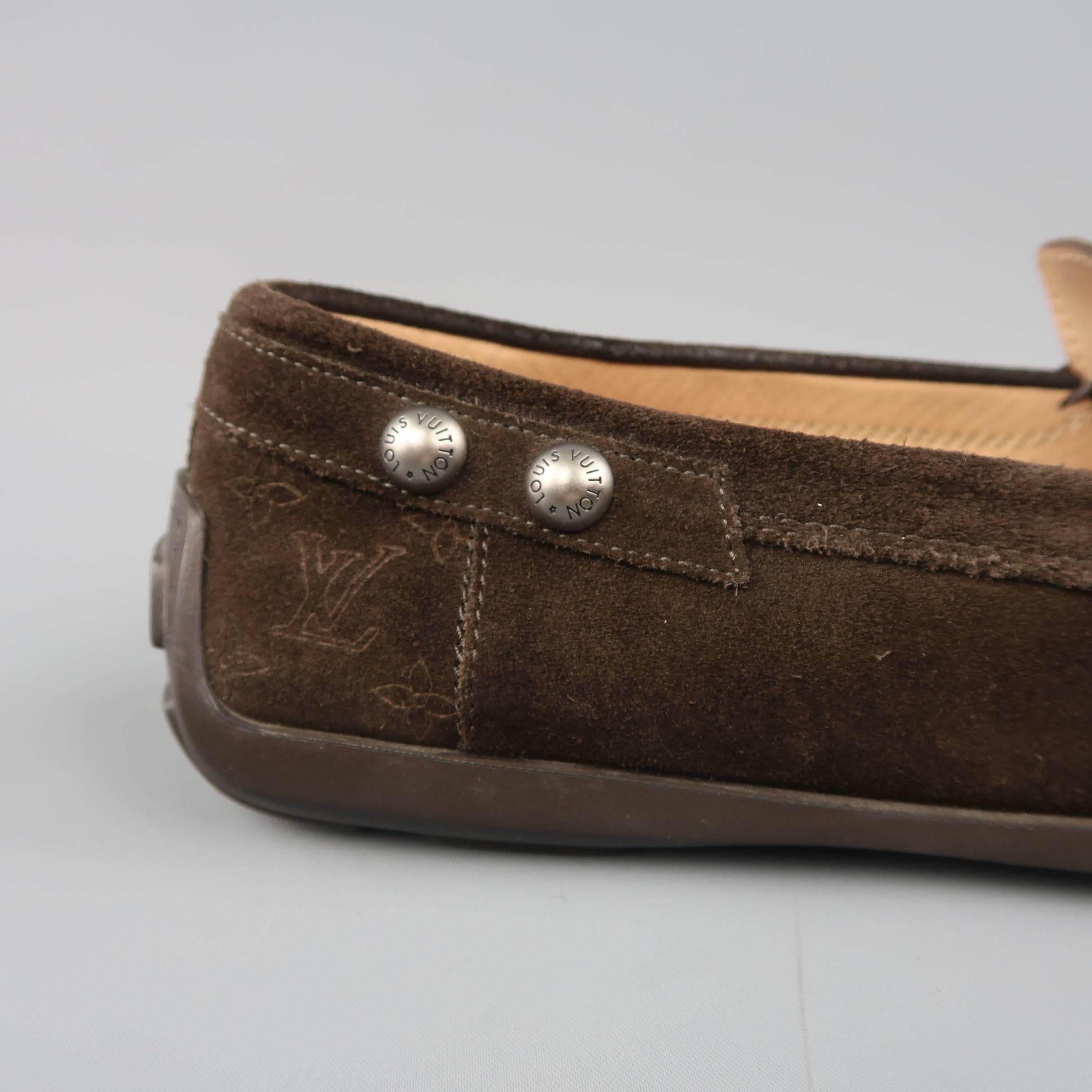 Louis Vuitton Women's Brown Monogram Suede Buckle Strap Slip On Loafers 1