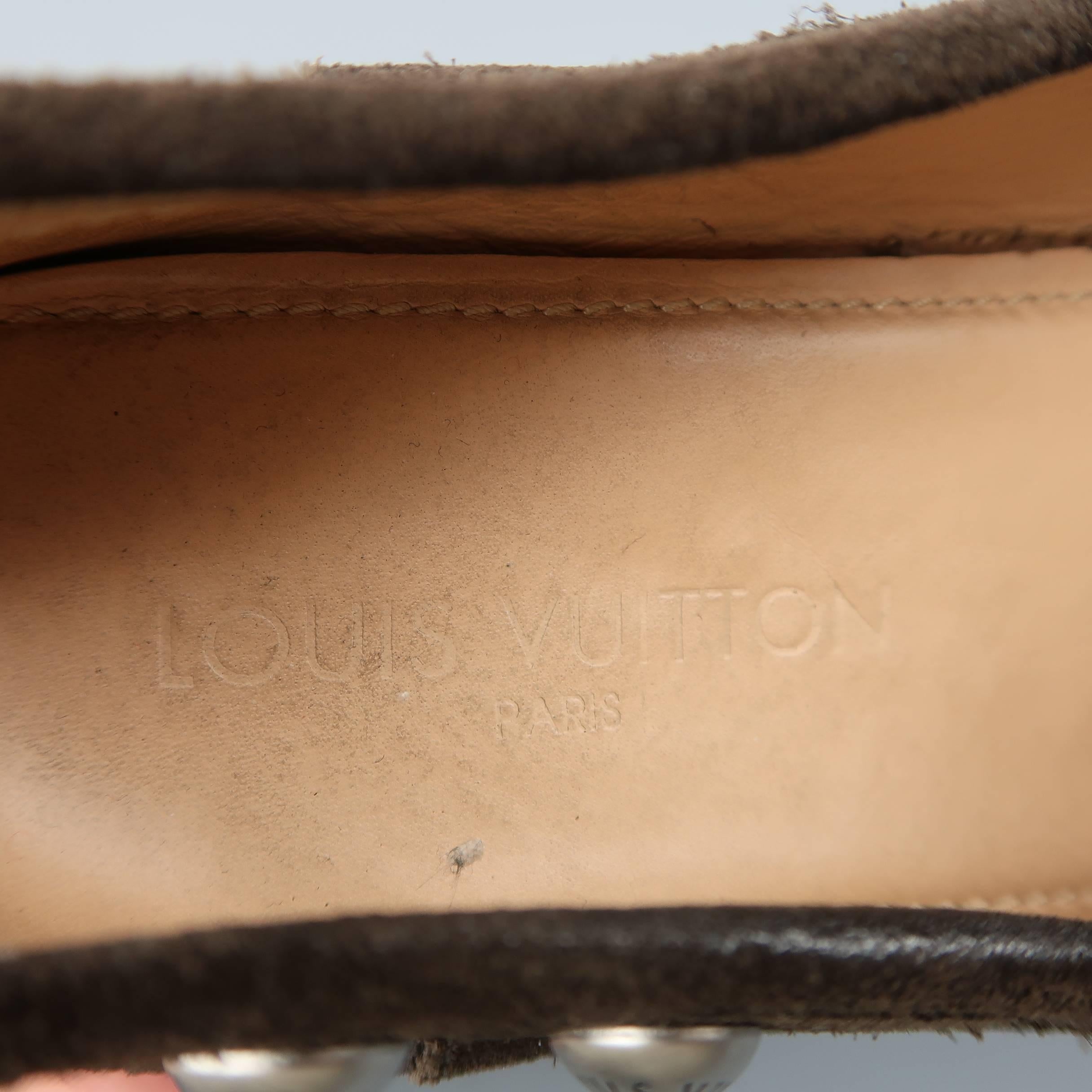 Louis Vuitton Women's Brown Monogram Suede Buckle Strap Slip On Loafers 3