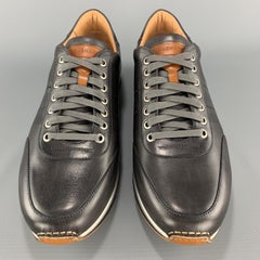 Men's MAGNANNI Size 10 Charcoal Leather Lace Up Sneakers