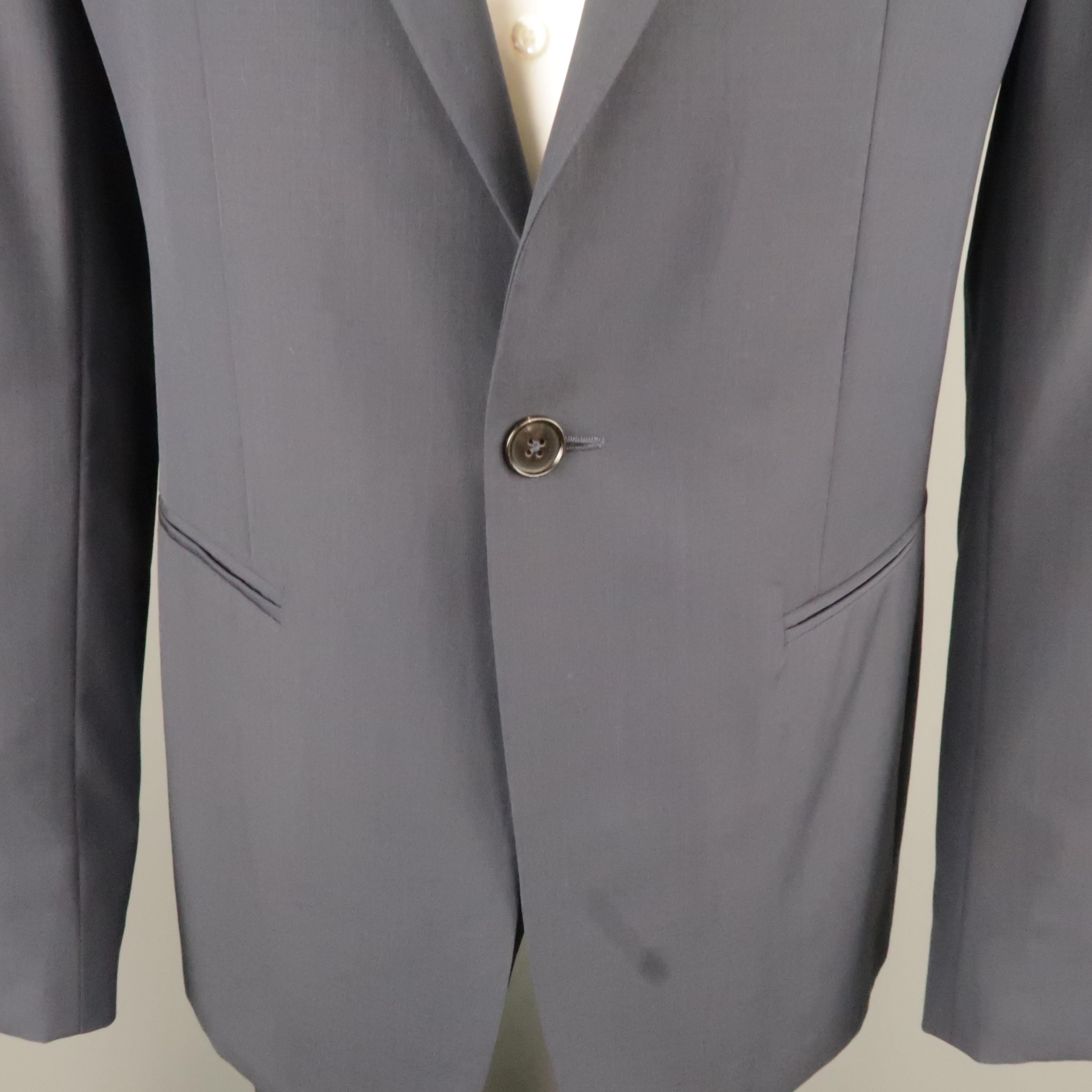 Black Men's MAISON MARTIN MARGIELA 38 Regular Navy Wool Notch Lapel Single Button Suit