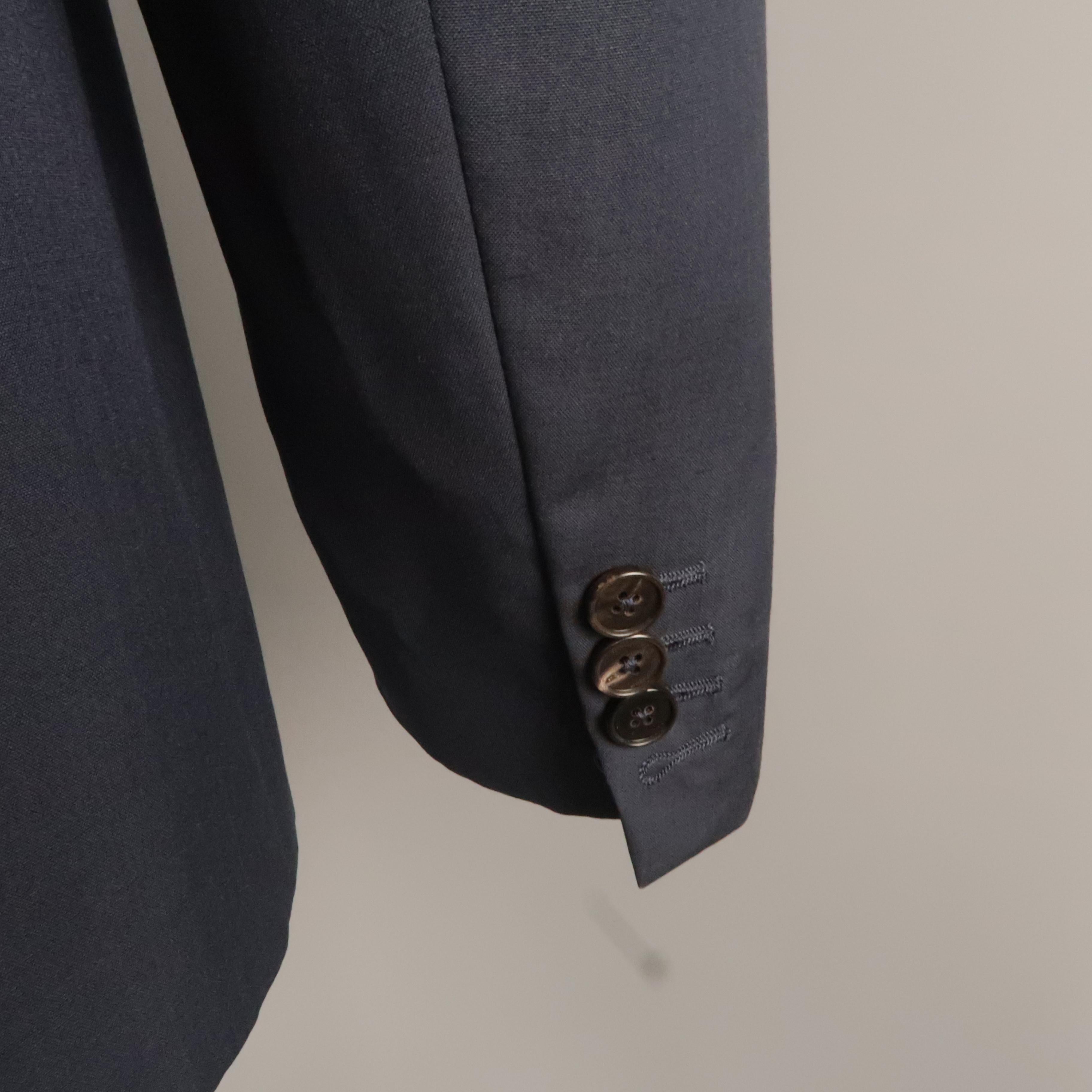 Men's MAISON MARTIN MARGIELA 38 Regular Navy Wool Notch Lapel Single Button Suit 1