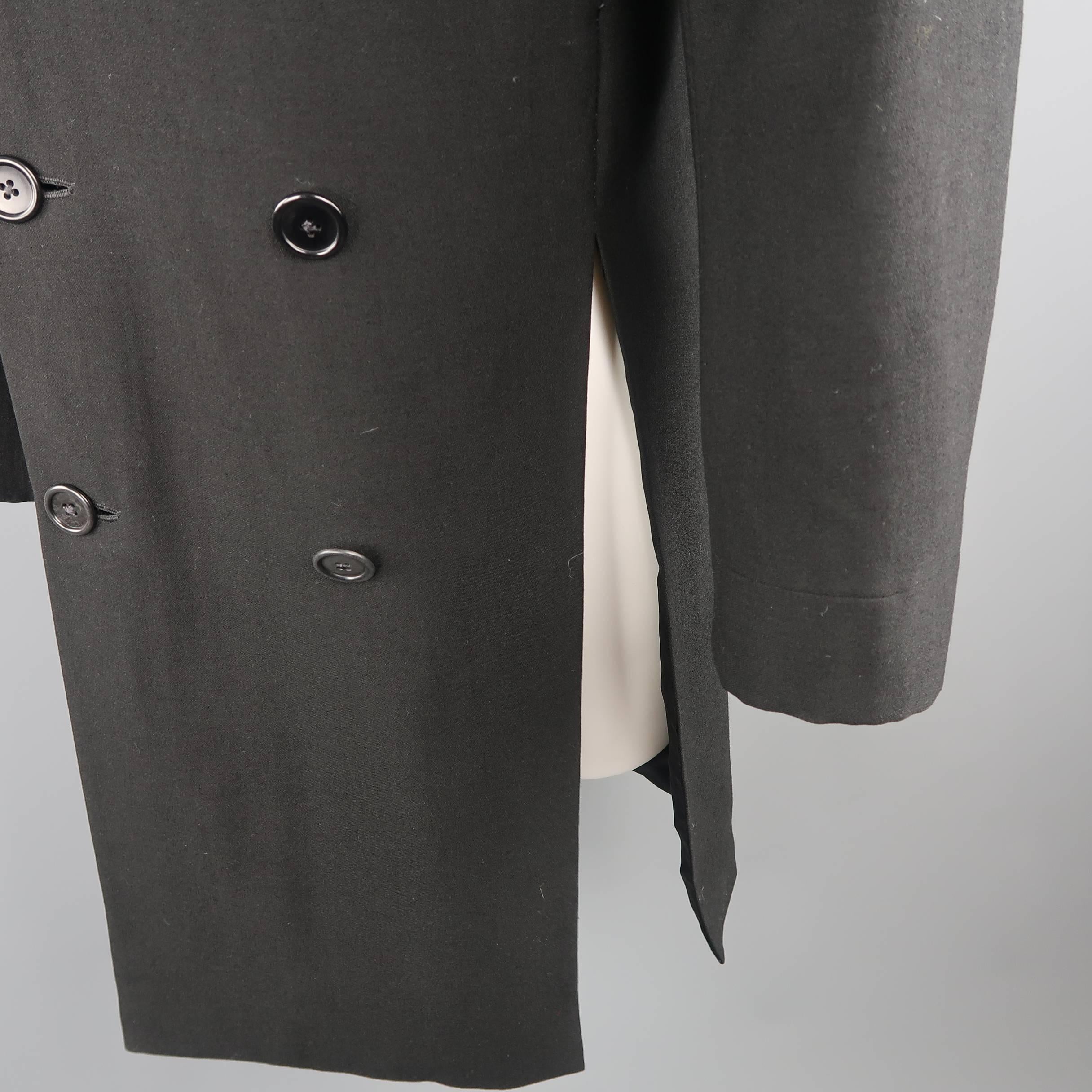Men's MAISON MARTIN MARGIELA 40 Black Wool Double Breasted Triple Slit Coat In Excellent Condition In San Francisco, CA