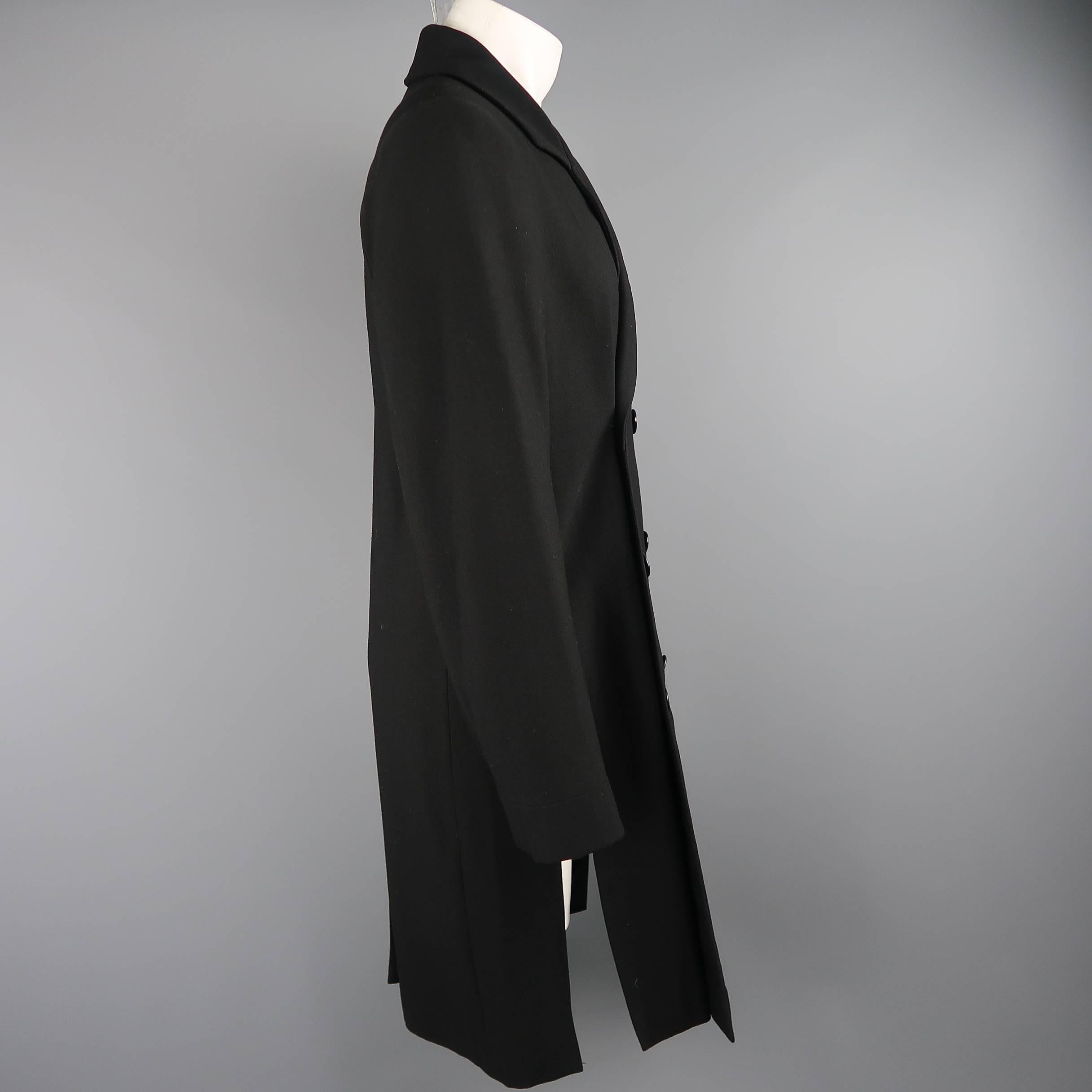 Men's MAISON MARTIN MARGIELA 40 Black Wool Double Breasted Triple Slit Coat 2
