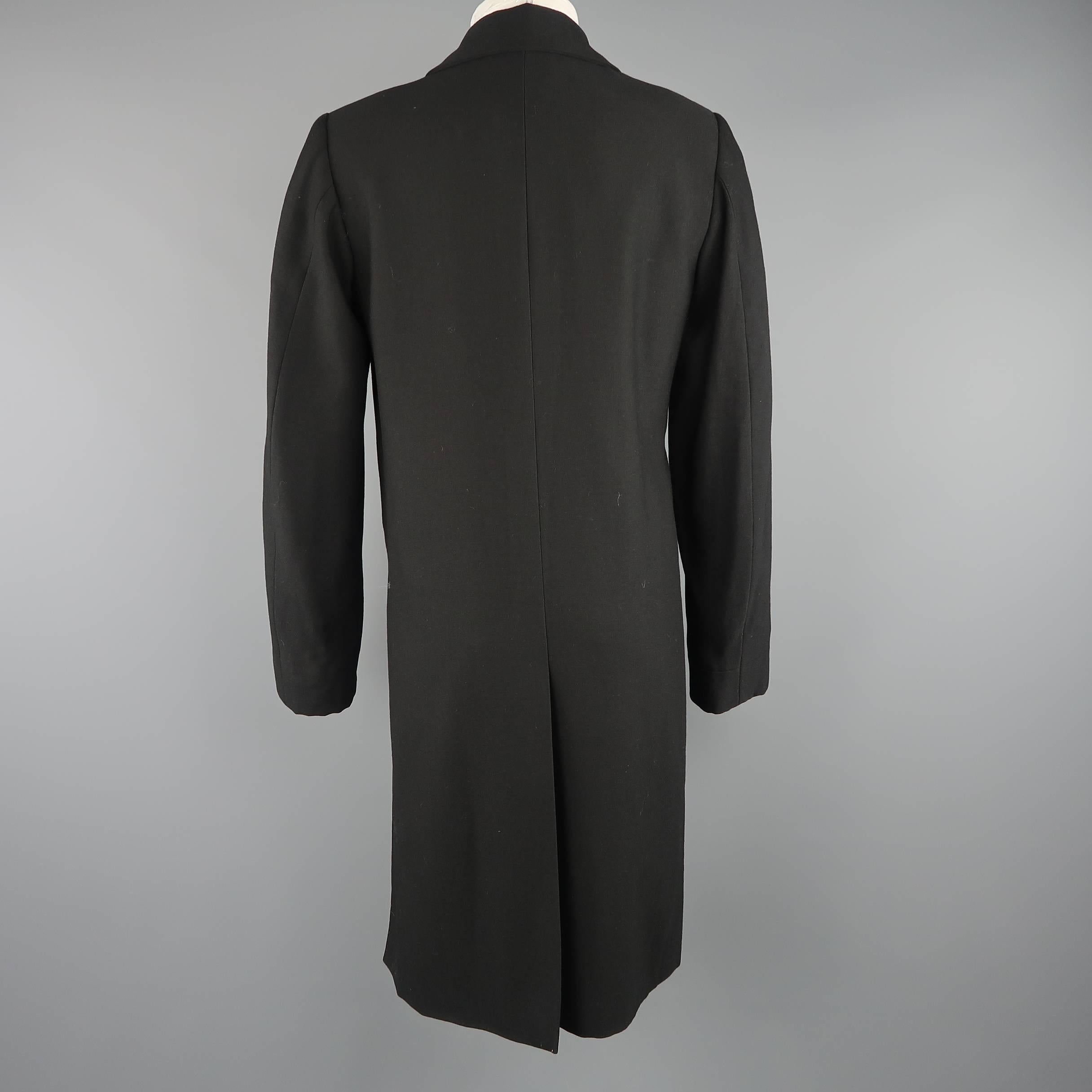 Men's MAISON MARTIN MARGIELA 40 Black Wool Double Breasted Triple Slit Coat 3