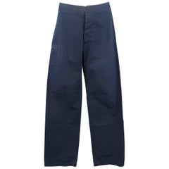 Men's MAISON MARTIN MARGIELA Size 30 Navy Solid Cotton Wide Leg Stitches Pants