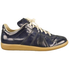 Men's MAISON MARTIN MARGIELA Size 8 Navy Leather Sneakers