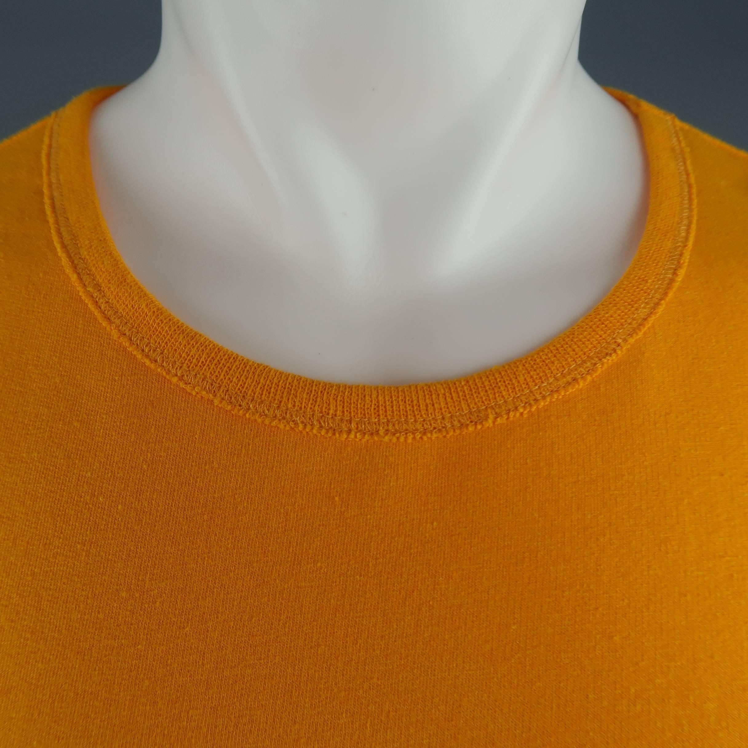 Men's  MAISON MARTIN MARGIELA Size M Citrus Orange Cotton Pocket T-shirt In Excellent Condition In San Francisco, CA