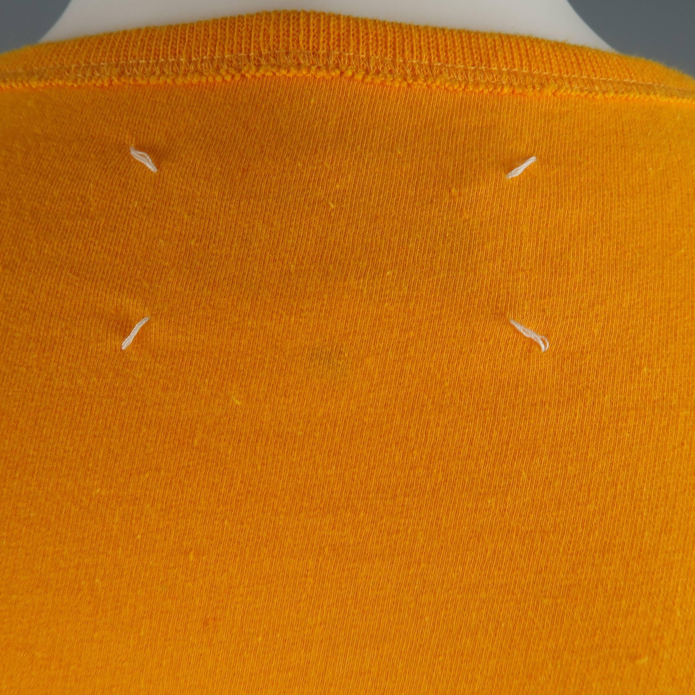 Men's  MAISON MARTIN MARGIELA Size M Citrus Orange Cotton Pocket T-shirt 2