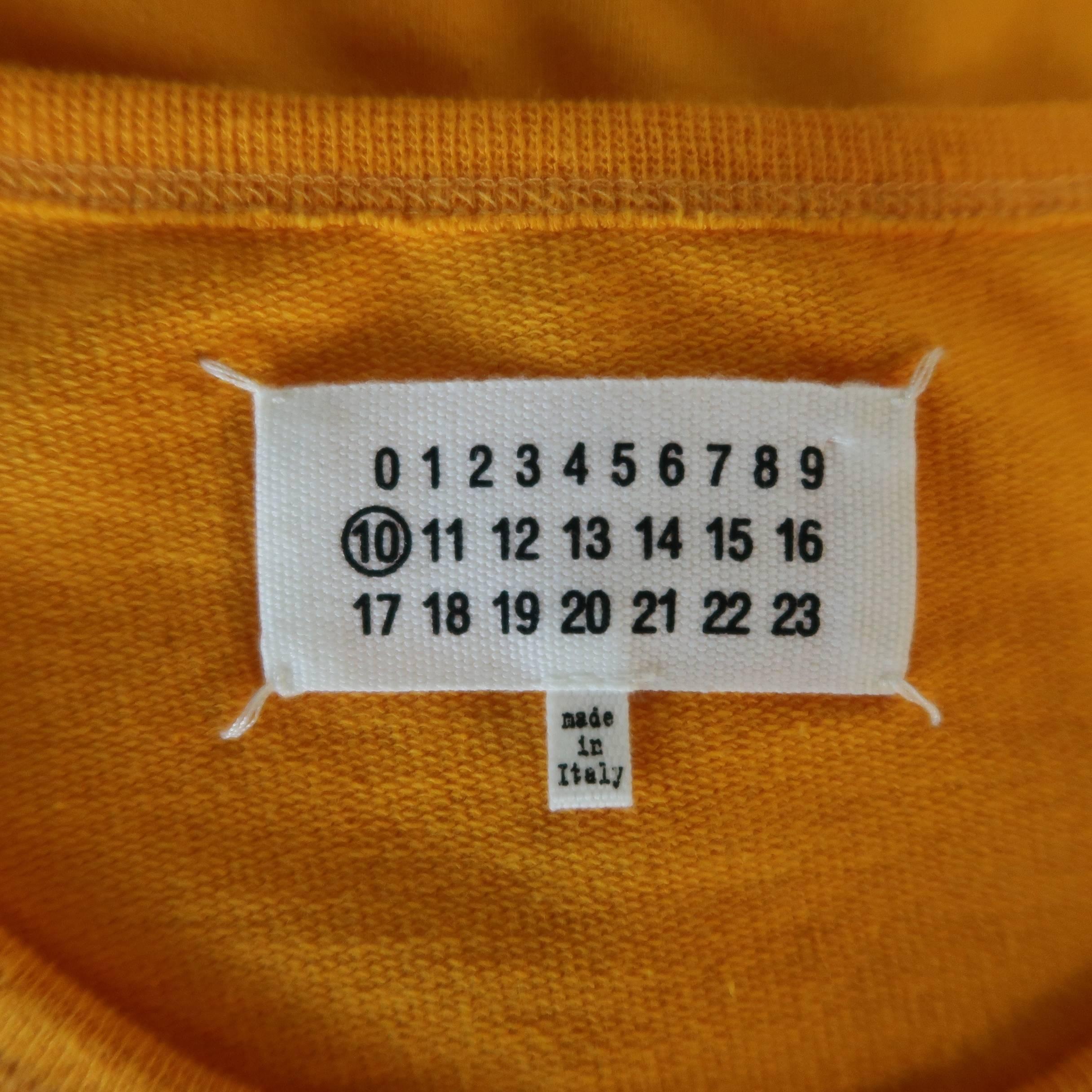 Men's  MAISON MARTIN MARGIELA Size M Citrus Orange Cotton Pocket T-shirt 3