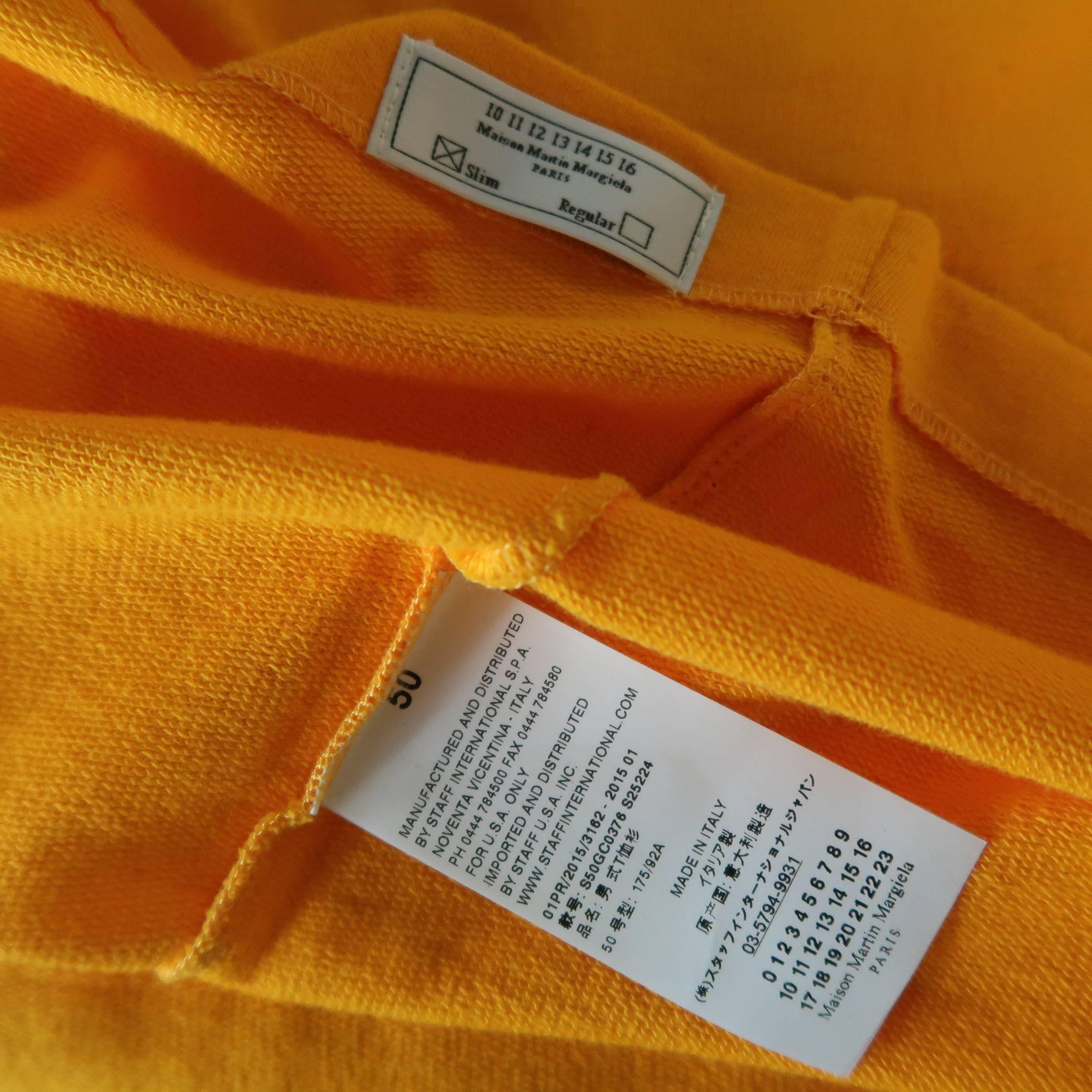 Men's  MAISON MARTIN MARGIELA Size M Citrus Orange Cotton Pocket T-shirt 4