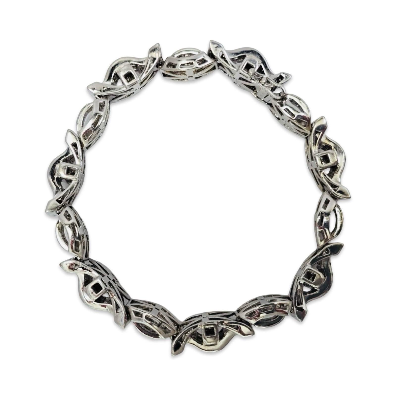 Taille princesse Bracelet Hommes Massive 15.02ctw Diamonds Art Deco Revival Link Bracelet 14K White Gold 9
