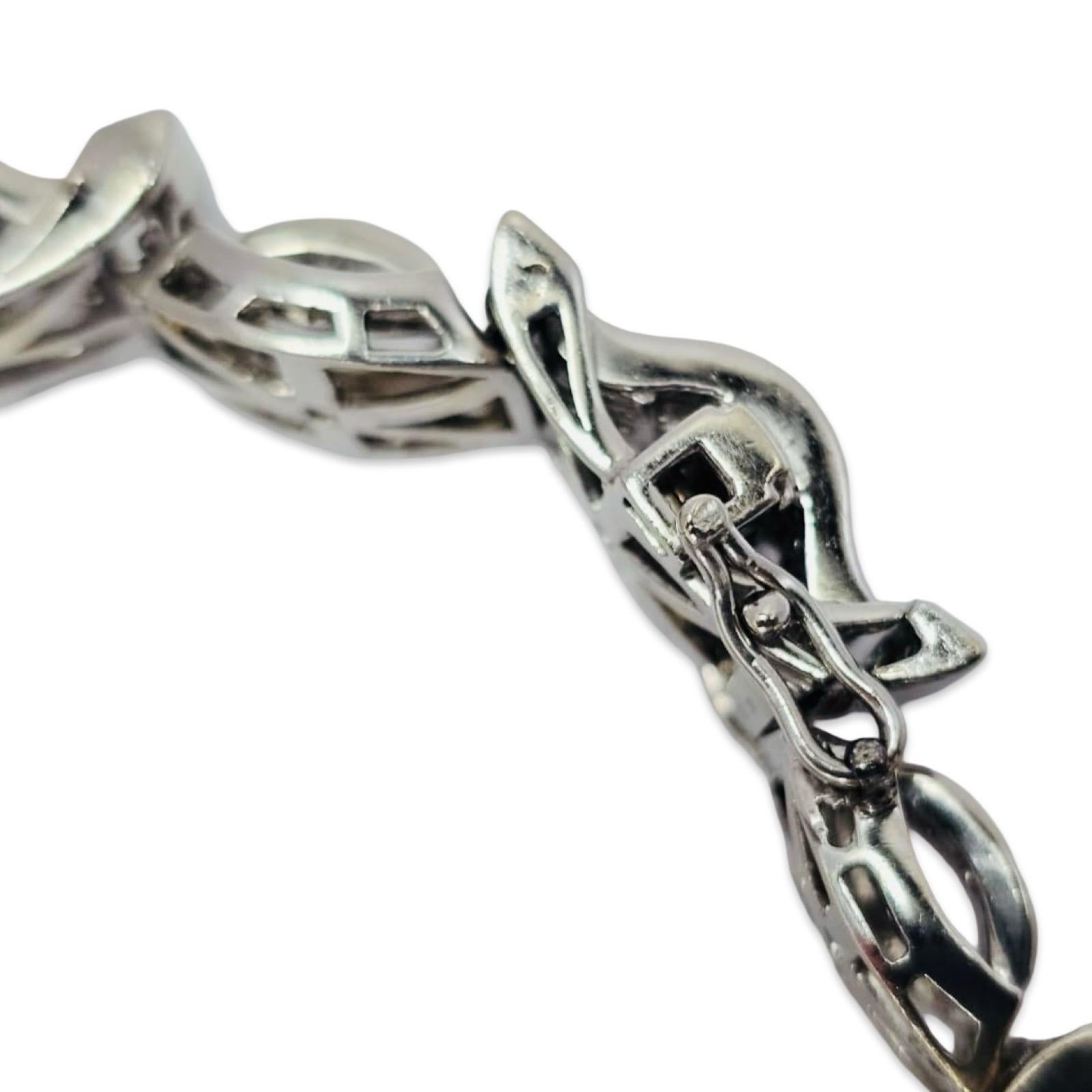 Bracelet Hommes Massive 15.02ctw Diamonds Art Deco Revival Link Bracelet 14K White Gold 9