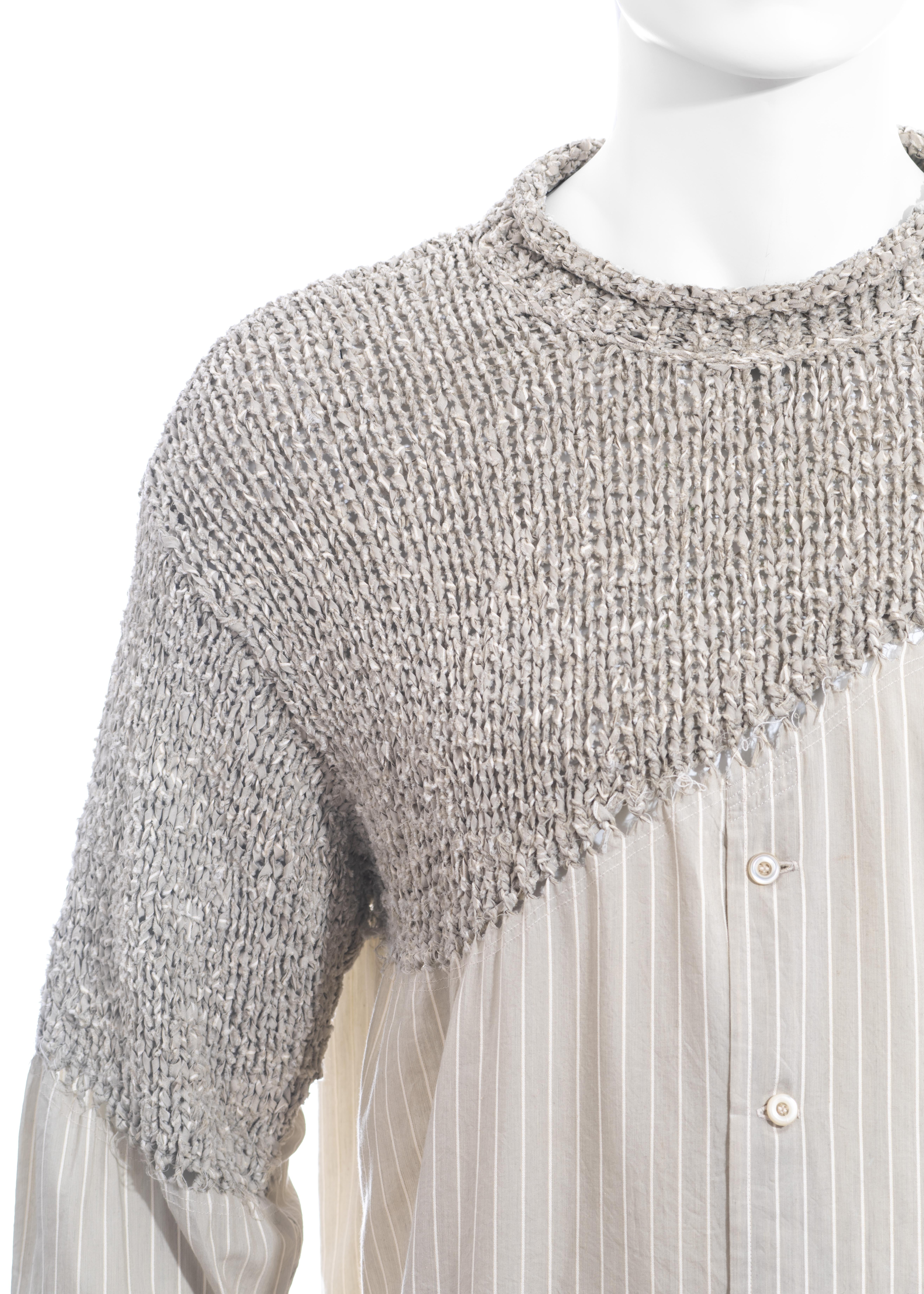 Jersey camisero de punto de algodón a rayas gris Matsuda para hombre, ss 1995 Gris