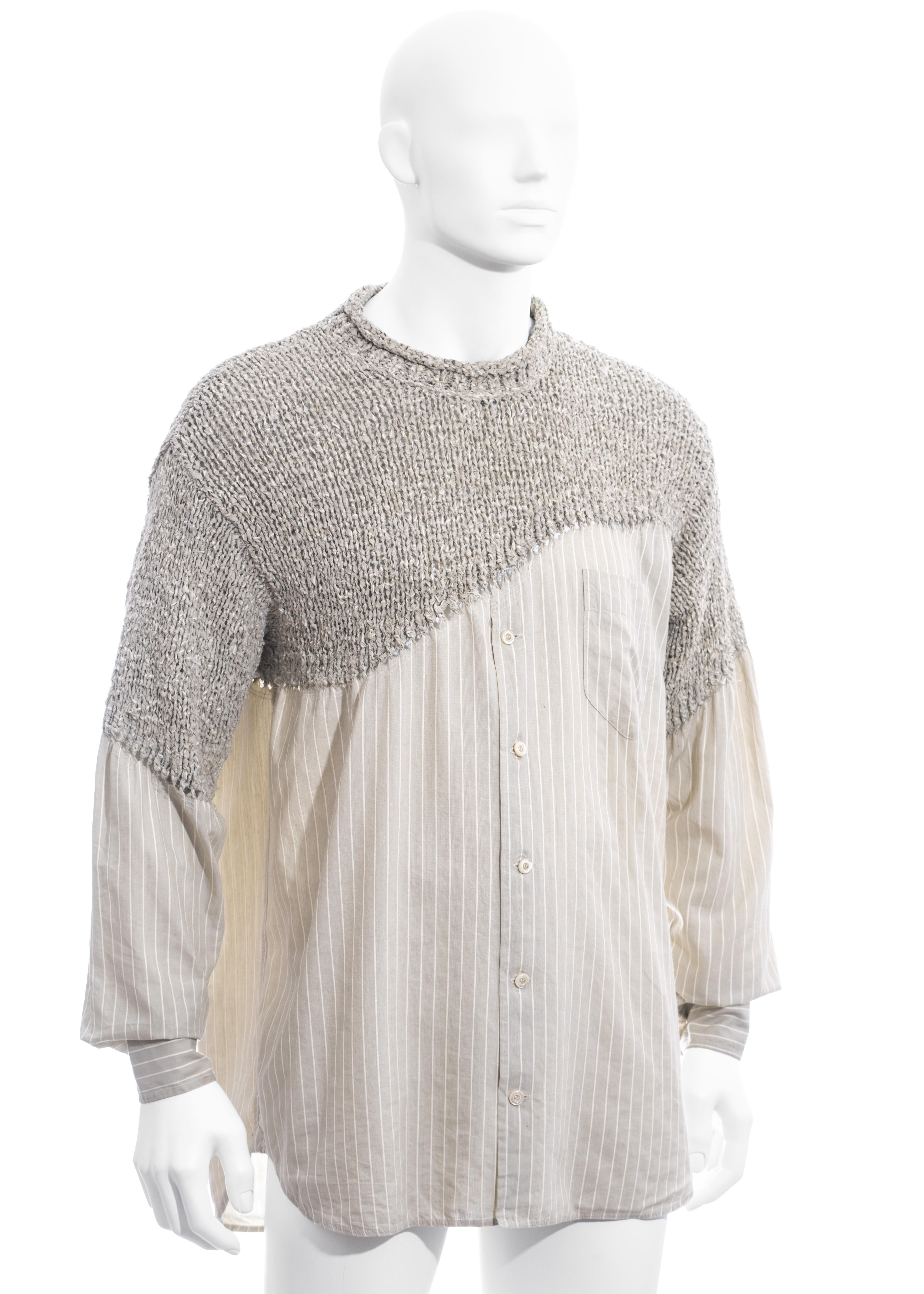Jersey camisero de punto de algodón a rayas gris Matsuda para hombre, ss 1995 en Bueno Estado en London, GB