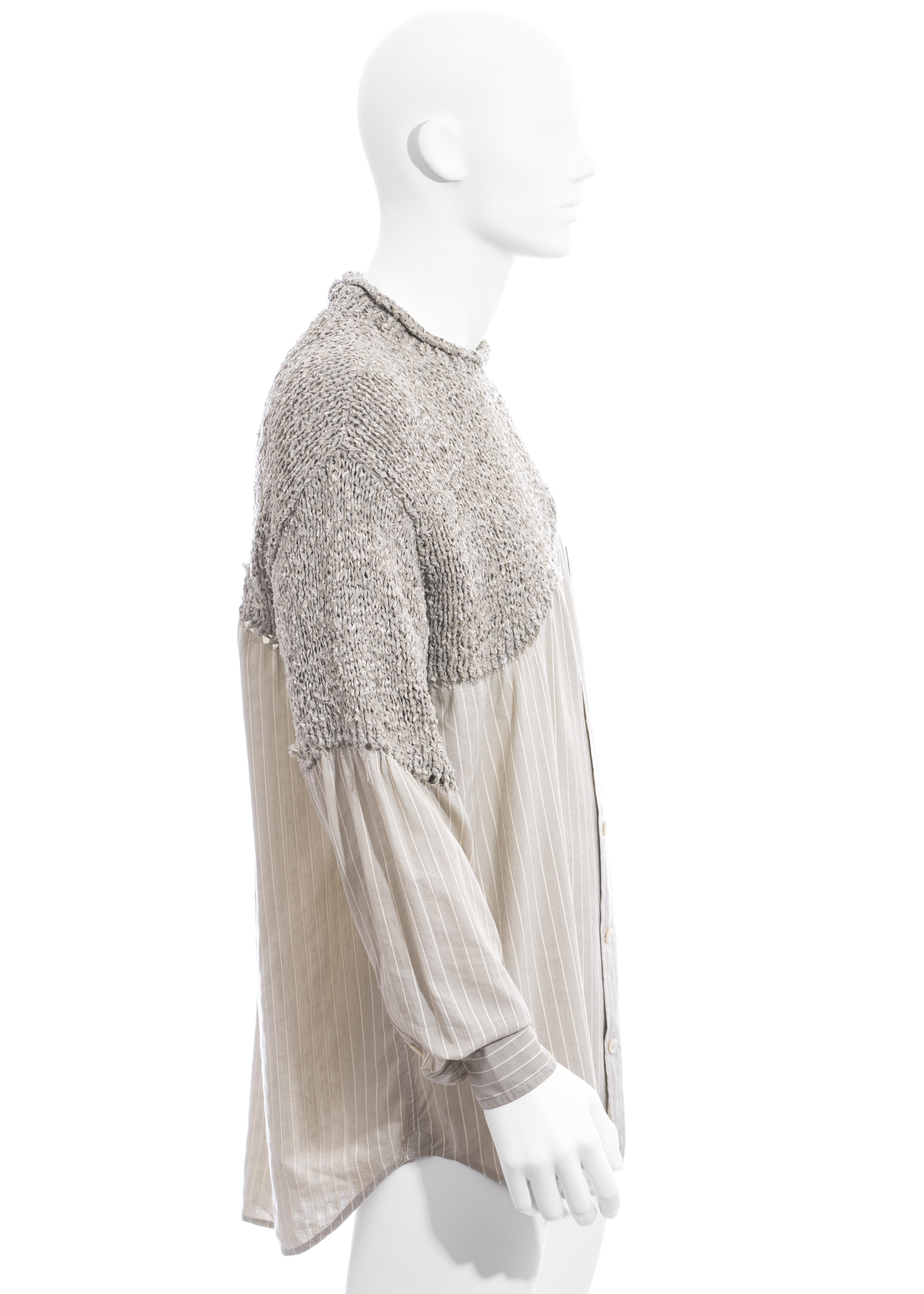 De los hombres Jersey camisero de punto de algodón a rayas gris Matsuda para hombre, ss 1995