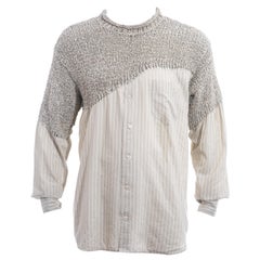 Retro Men's Matsuda grey striped knitted cotton shirt sweater, ss 1995