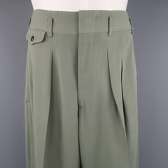 Pantaloni da uomo MATSUDA taglia 33 in lana Greene & Greene, plissettati