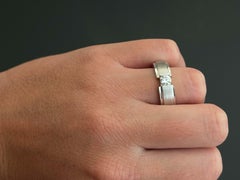 Mens Matte and High Polish Finish Diamond Wedding Band Ring-14k White Gold