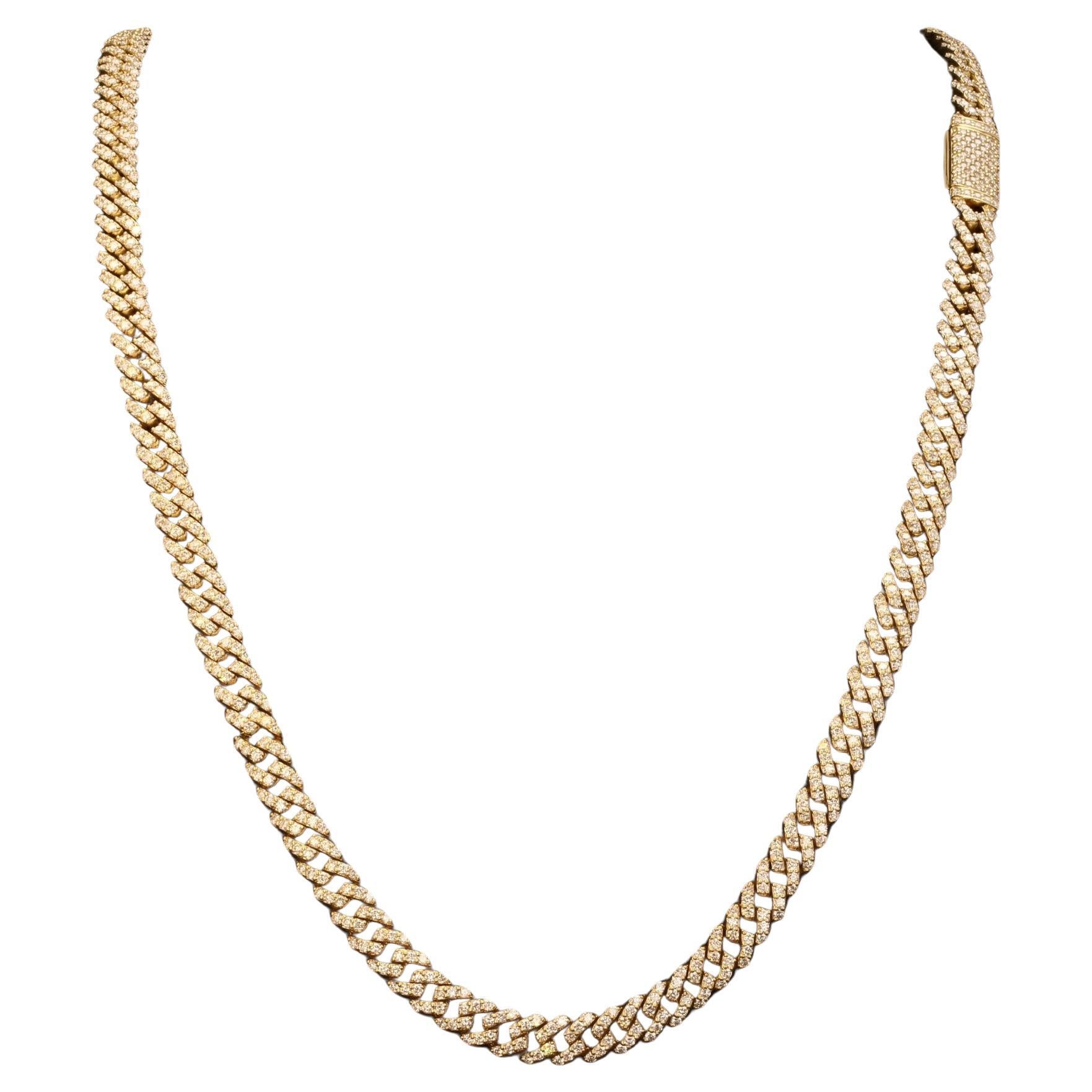 Men's Miami Cuban Solid 10K Yellow Gold 10.58ct Diamond Link Chai 22 inches 6mm  For Sale