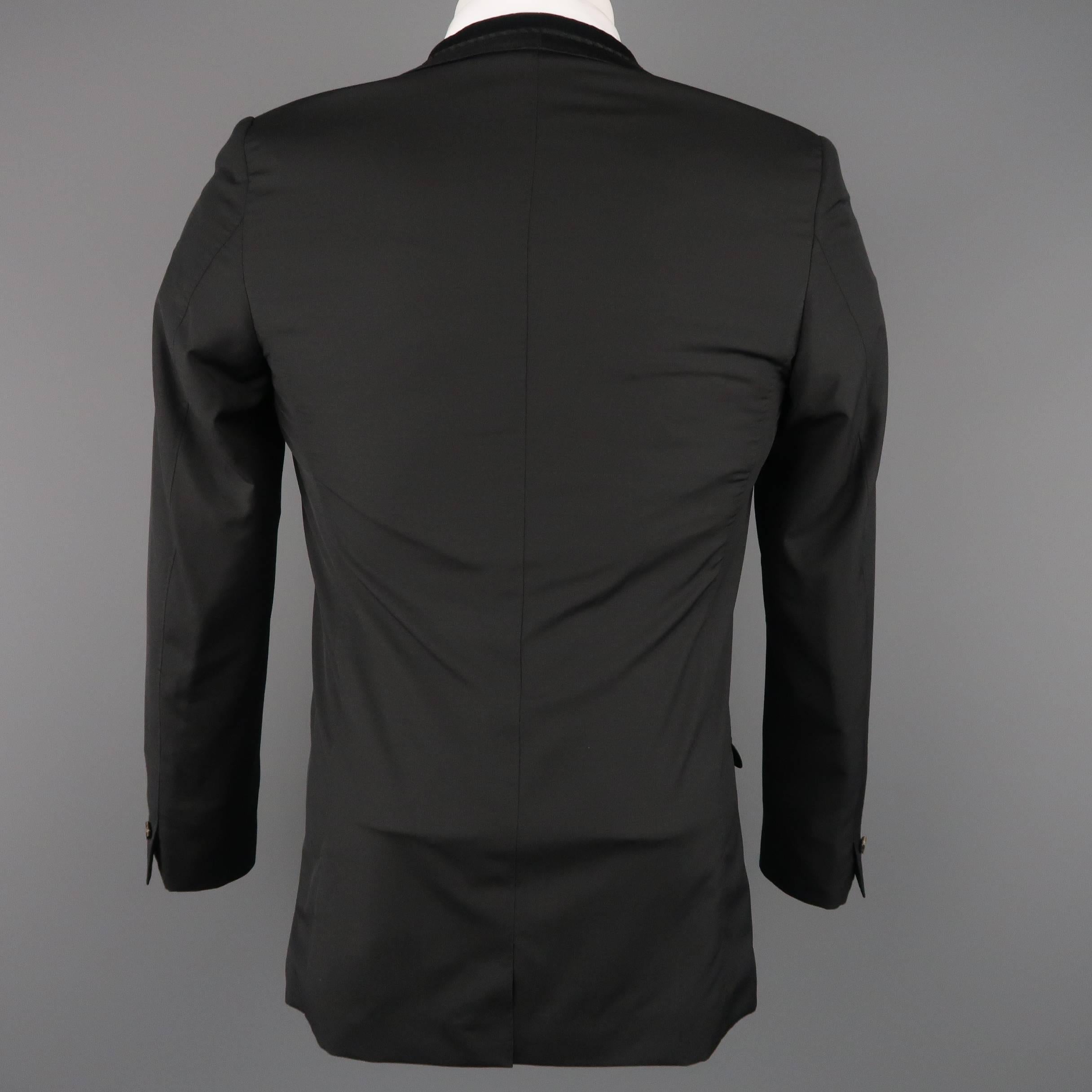 Men's MIHARAYASUHIRO 36 Short Black Wool Detalied Satin Shawl Collar Tuxedo Jack 3