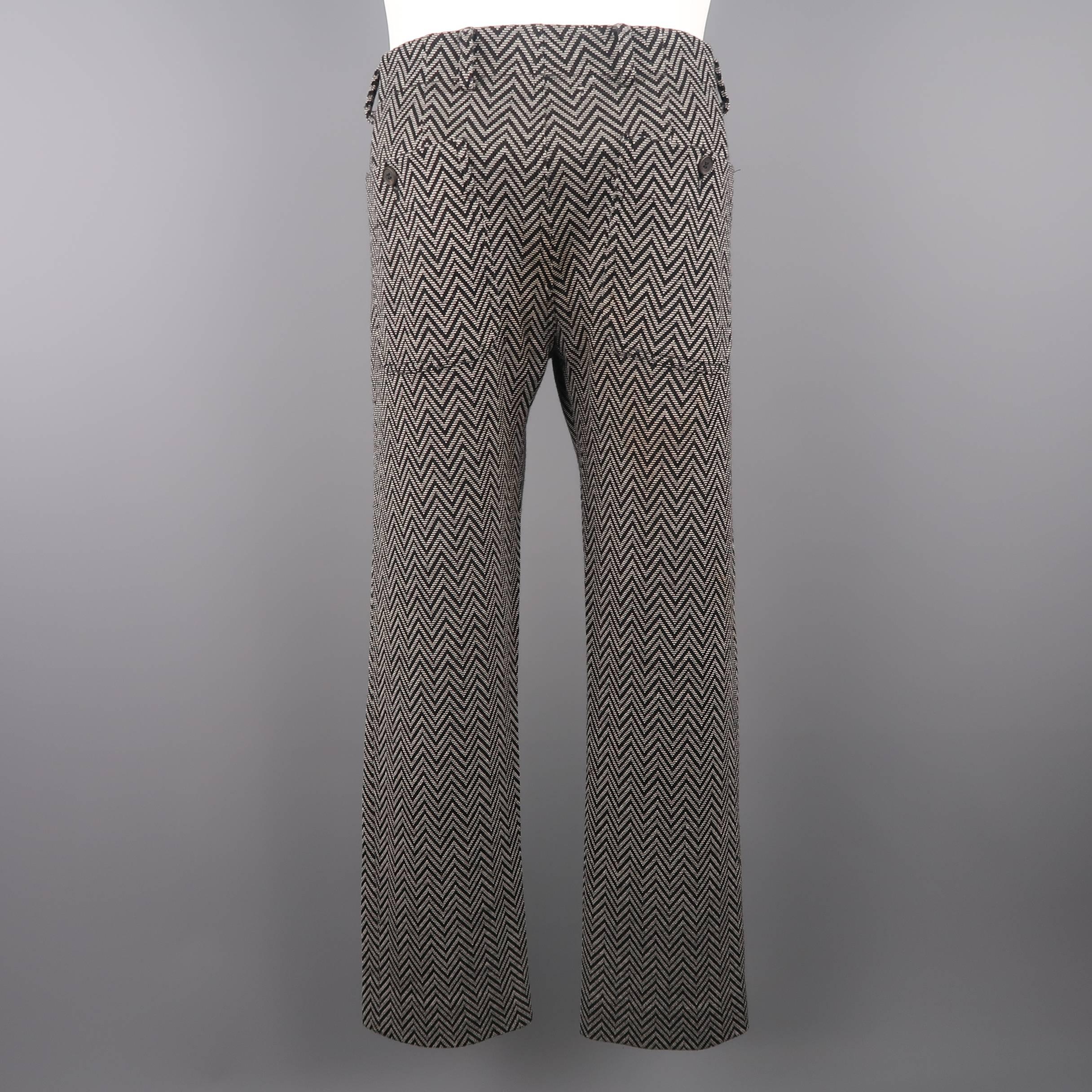 Men's MISSONI Size 30 Gray Chevron Print Wool / Nylon Knit Pants 2
