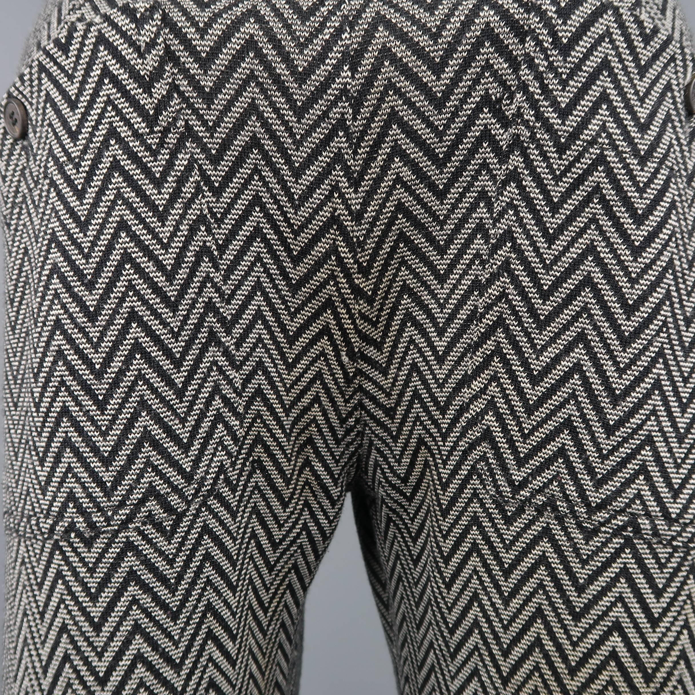 Men's MISSONI Size 30 Gray Chevron Print Wool / Nylon Knit Pants 3