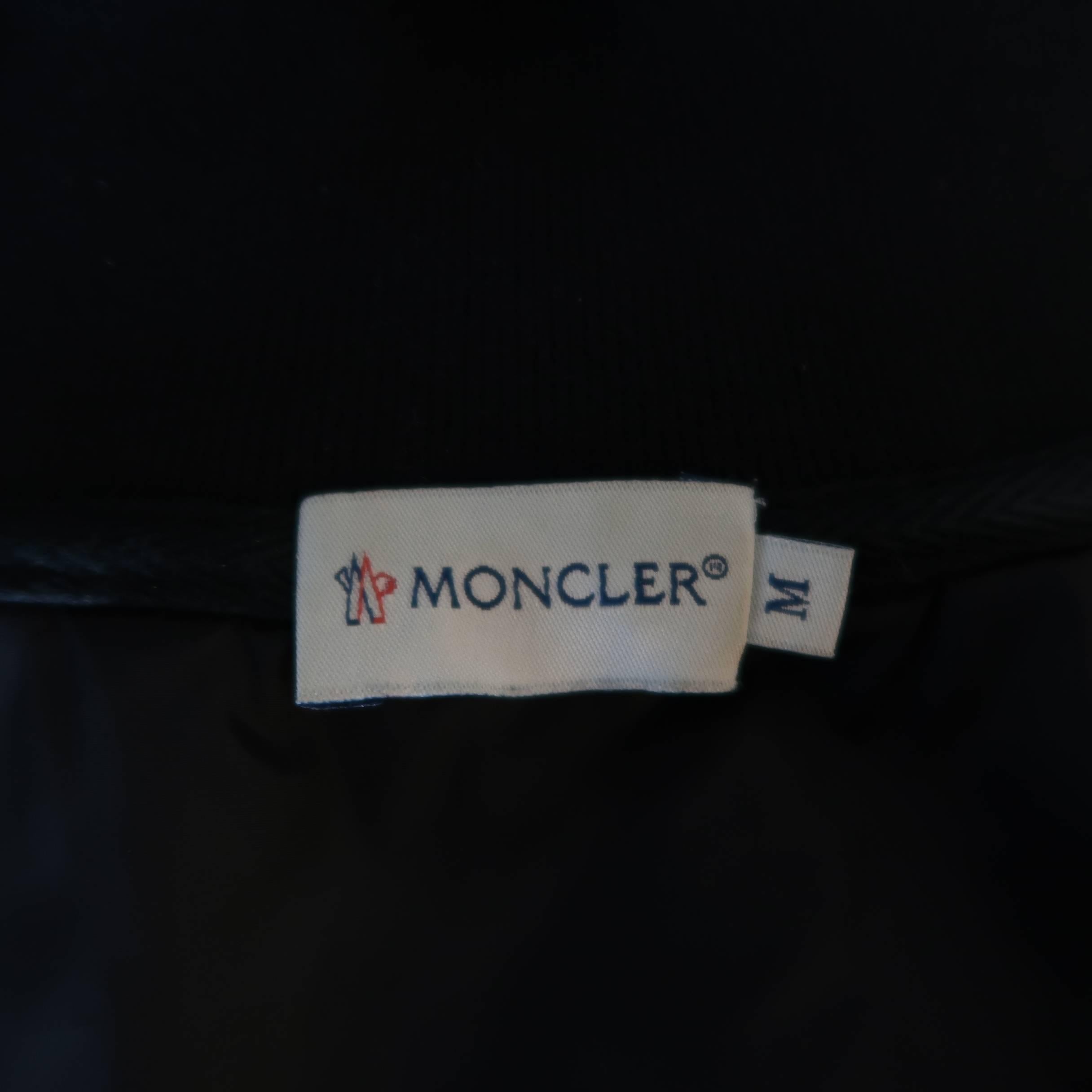 Moncler Men's M Black Jersey and Nylon Hooded Zip Jacket 4