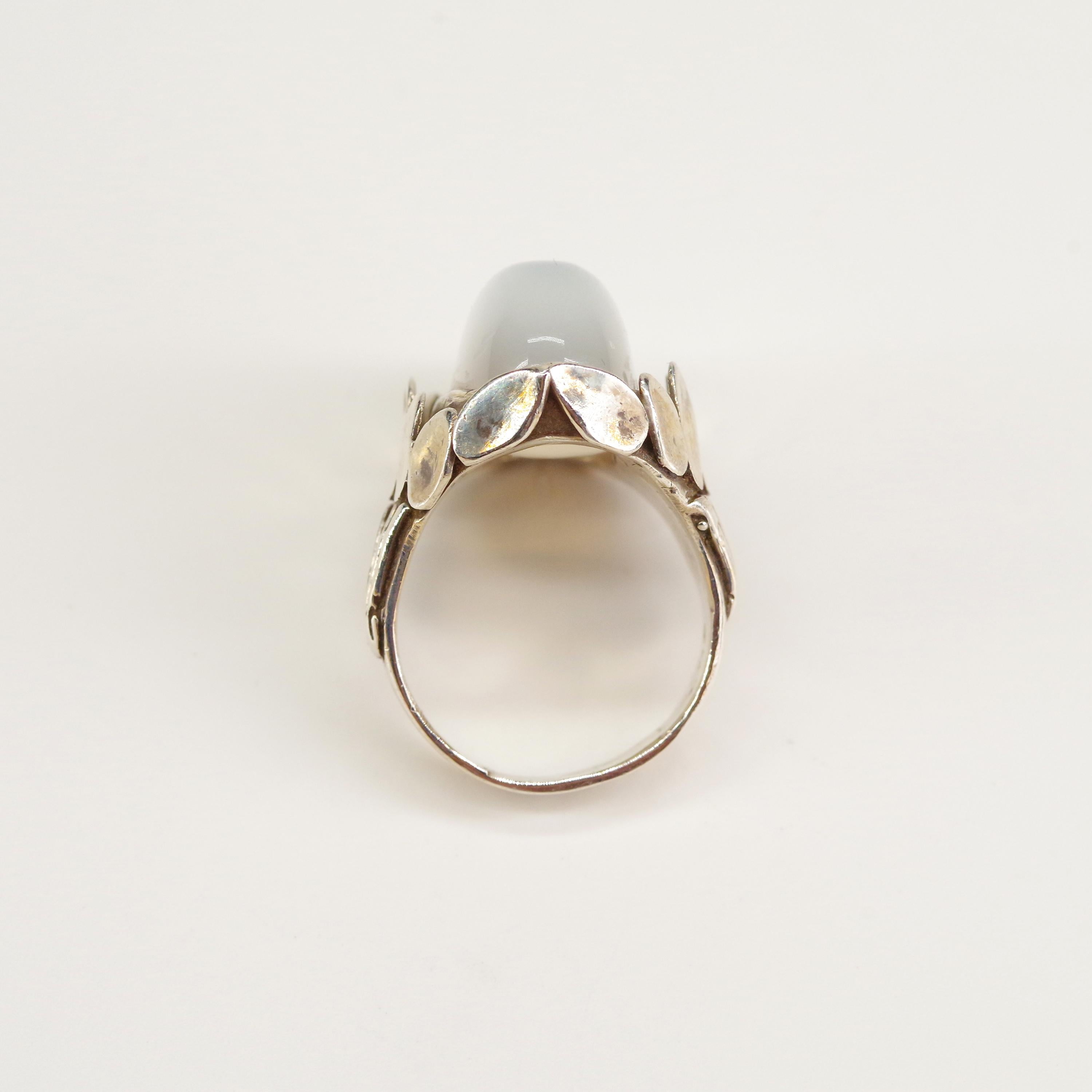 Art Nouveau Moonstone Ring in Silver Arts and Crafts Treasure
