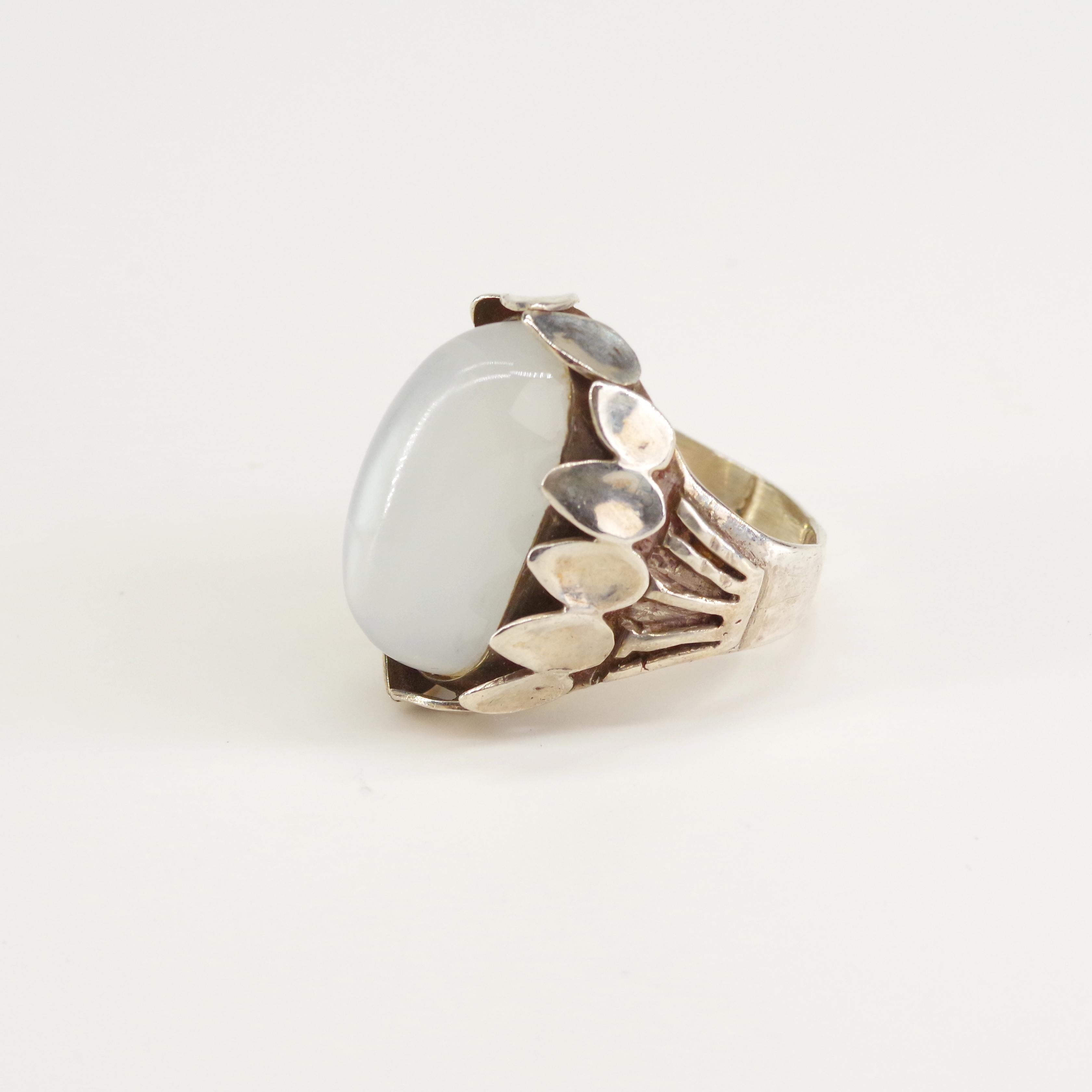 Moonstone Ring in Silver Arts and Crafts Treasure 1