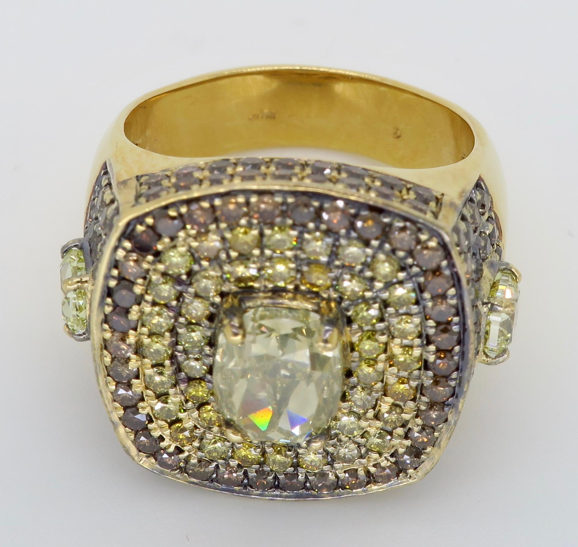 Men's Multi-Colored Diamond Ring in 18 Karat Gold 1