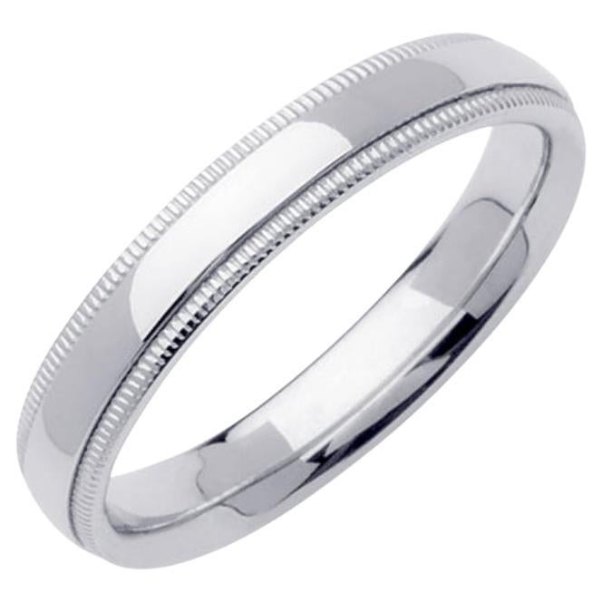 Men
s Narrow Milgrain Wedding Band in 14k White Gold 4mm