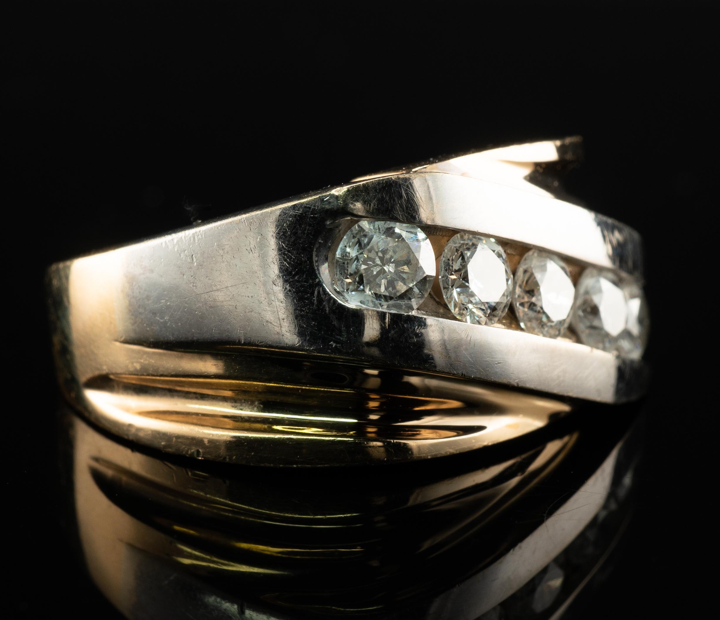 Mens Natural Diamond Ring 1.15cttw 14K Gold Band Vintage Estate For Sale 5