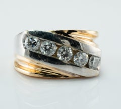 Mens Natural Diamond Ring 1.15cttw 14K Gold Band Vintage Estate