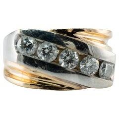 Mens Natural Diamond Ring 1.15cttw 14K Gold Band Vintage Estate