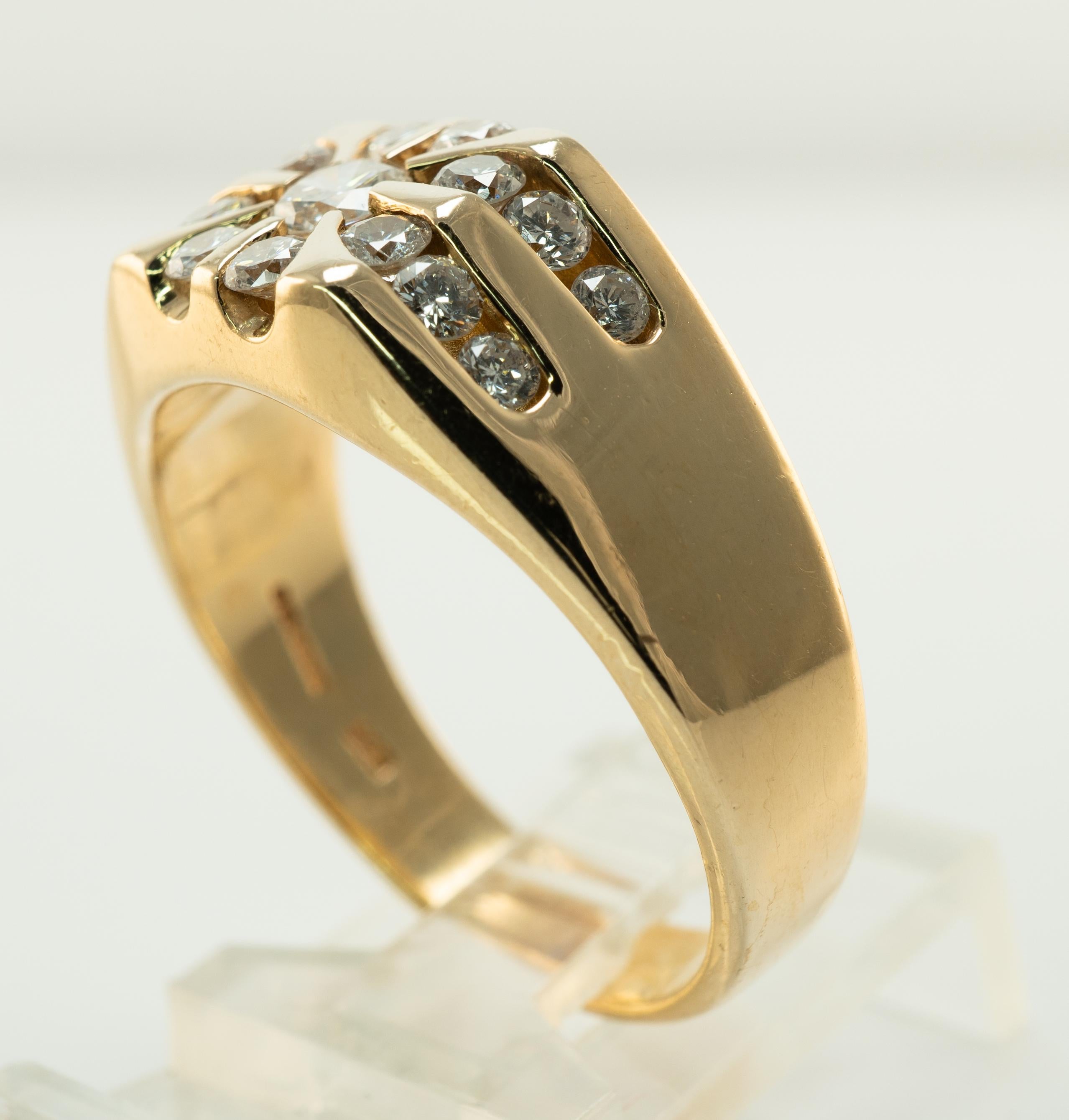 Mens Natural Diamond Ring 14K Gold Band by Magic Glo 1.25 TDW 7