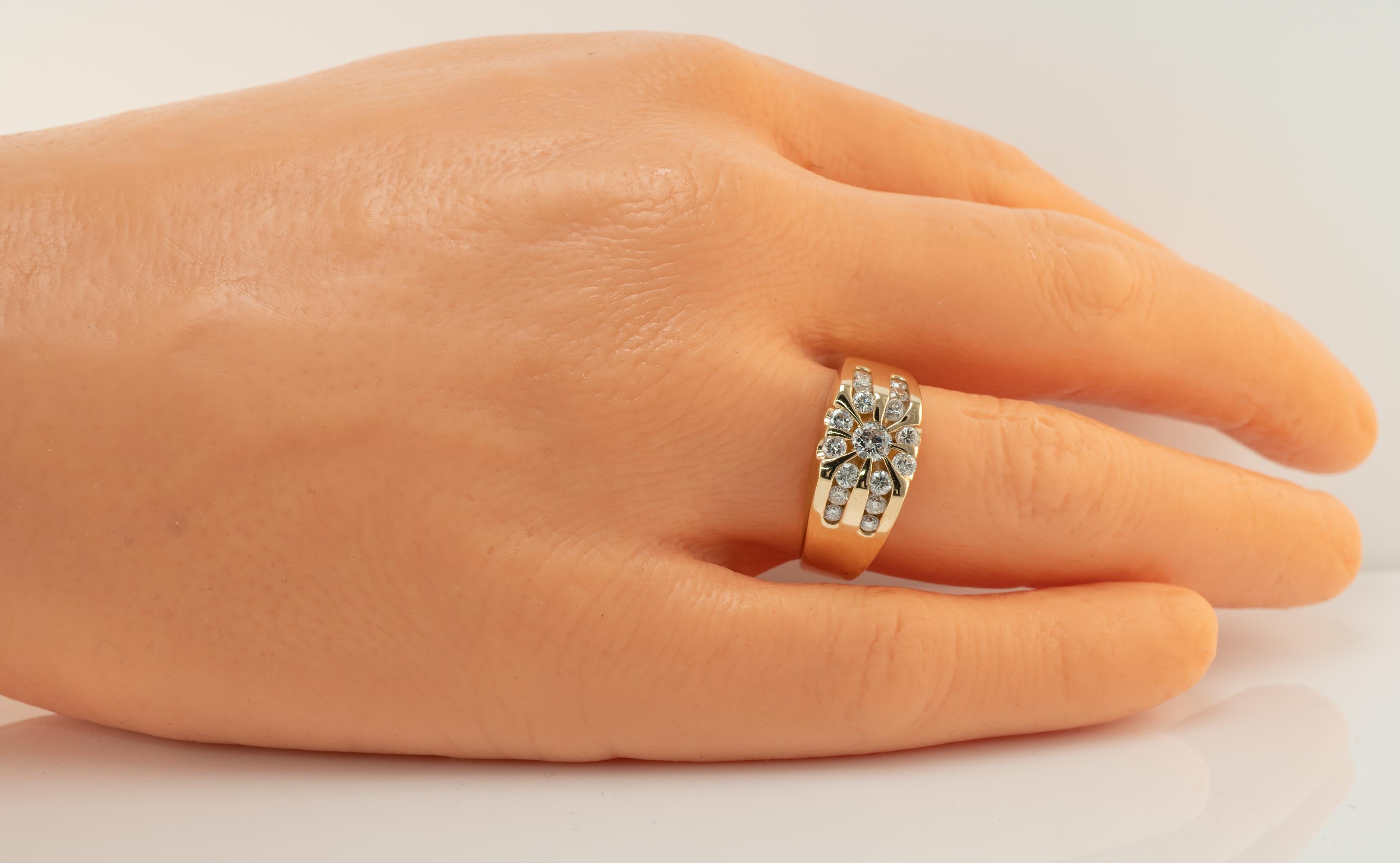 Mens Natural Diamond Ring 14K Gold Band by Magic Glo 1.25 TDW 8