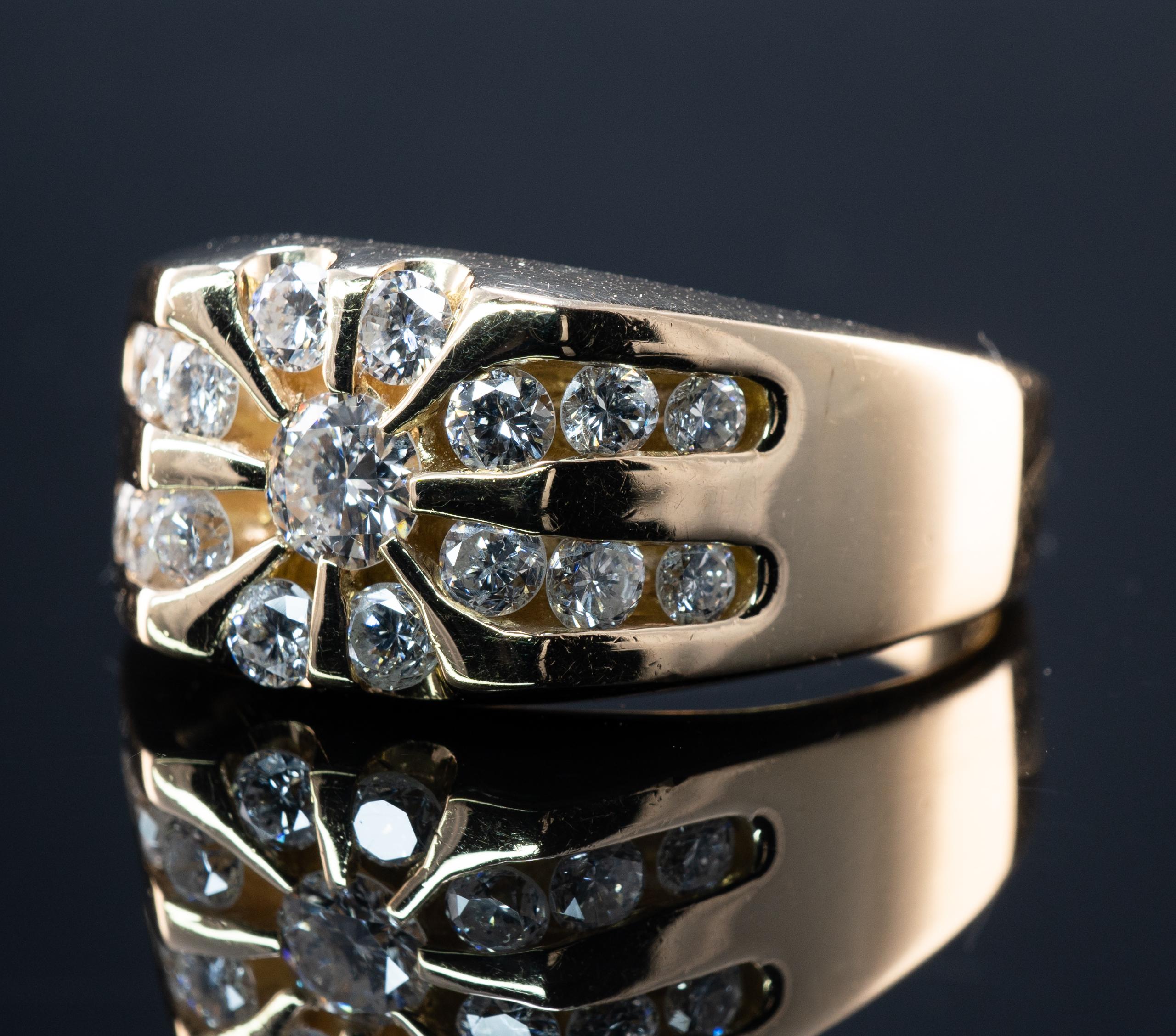 Men's Mens Natural Diamond Ring 14K Gold Band by Magic Glo 1.25 TDW