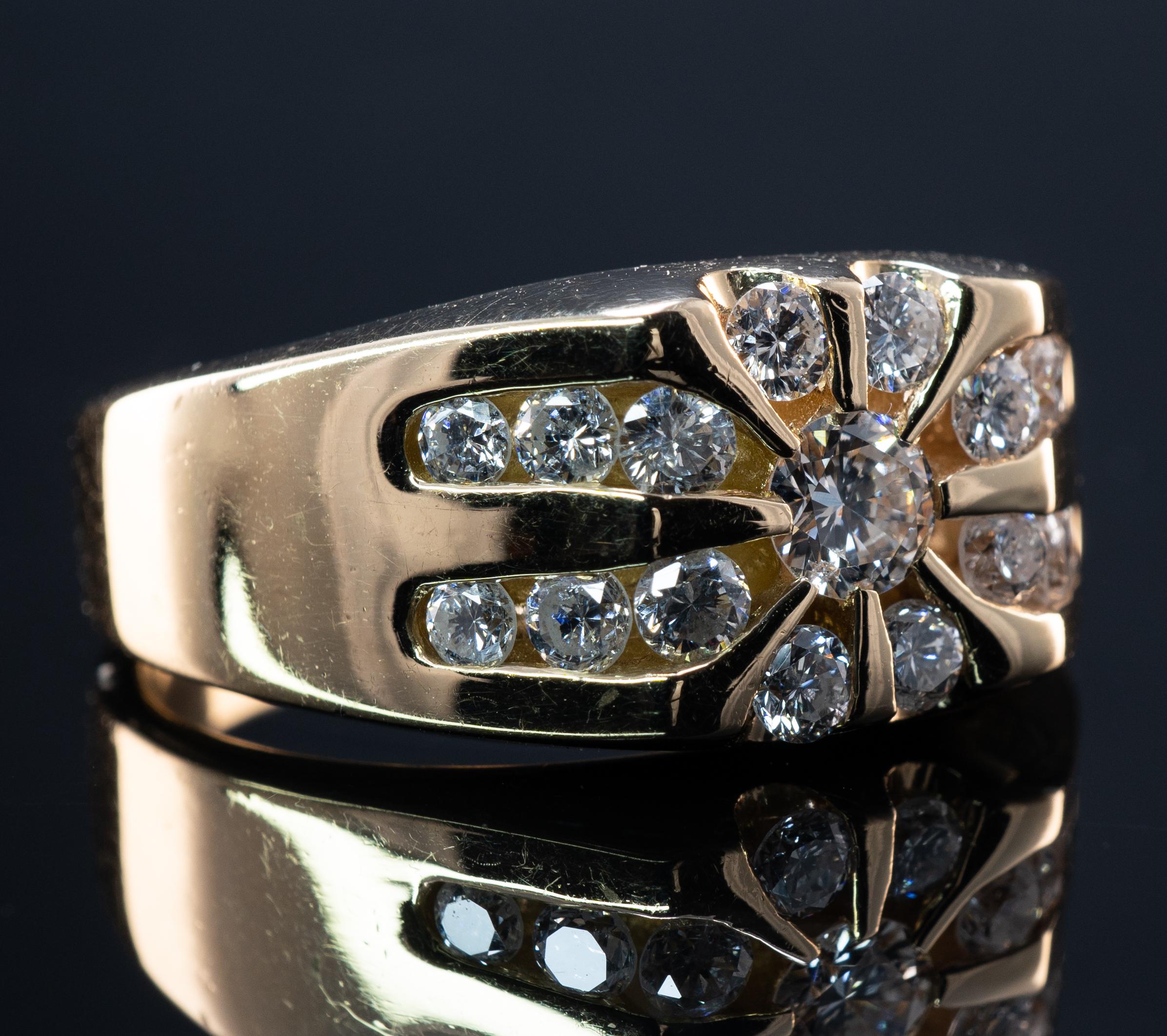 Mens Natural Diamond Ring 14K Gold Band by Magic Glo 1.25 TDW 2
