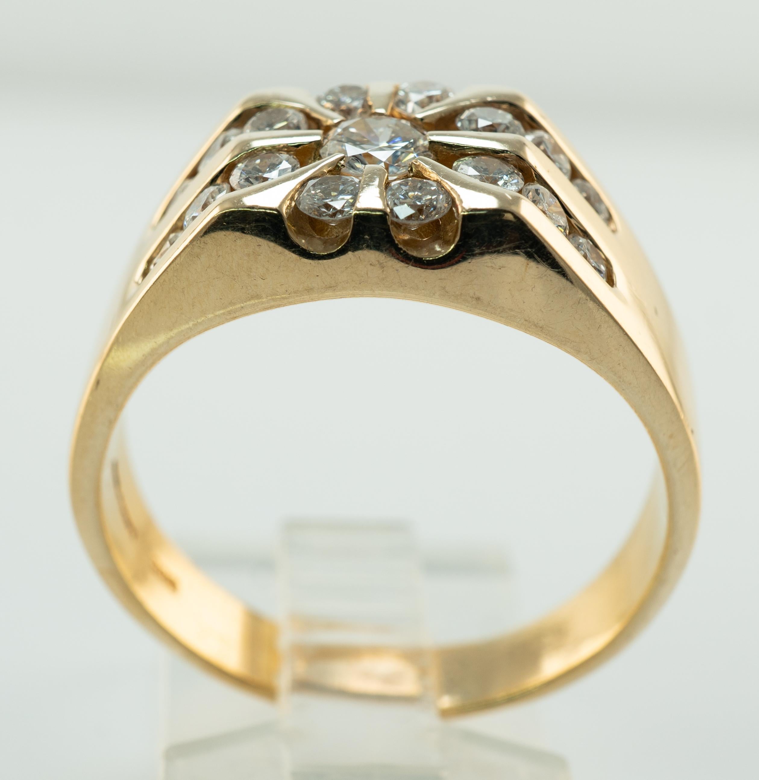 Mens Natural Diamond Ring 14K Gold Band by Magic Glo 1.25 TDW 3