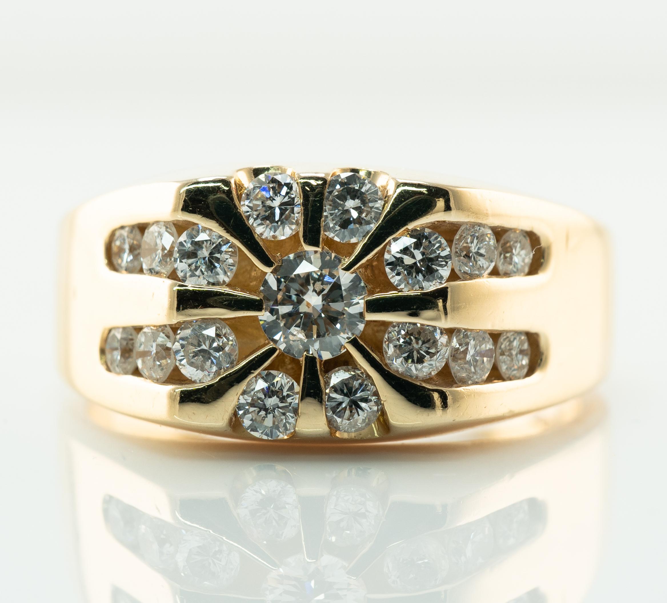 Mens Natural Diamond Ring 14K Gold Band by Magic Glo 1.25 TDW 4