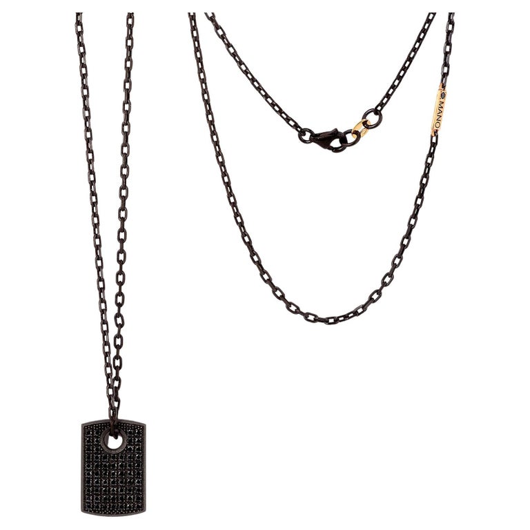 Men's Necklace Small Titanium Plate, Black Diamonds, 18 Kt and 9kt Redgold  Chain For Sale at 1stDibs | 18 necklace men