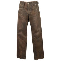 Men's NEIL BARRETT Size 31 Brown Dirty Wash Painted Cotton Jeans