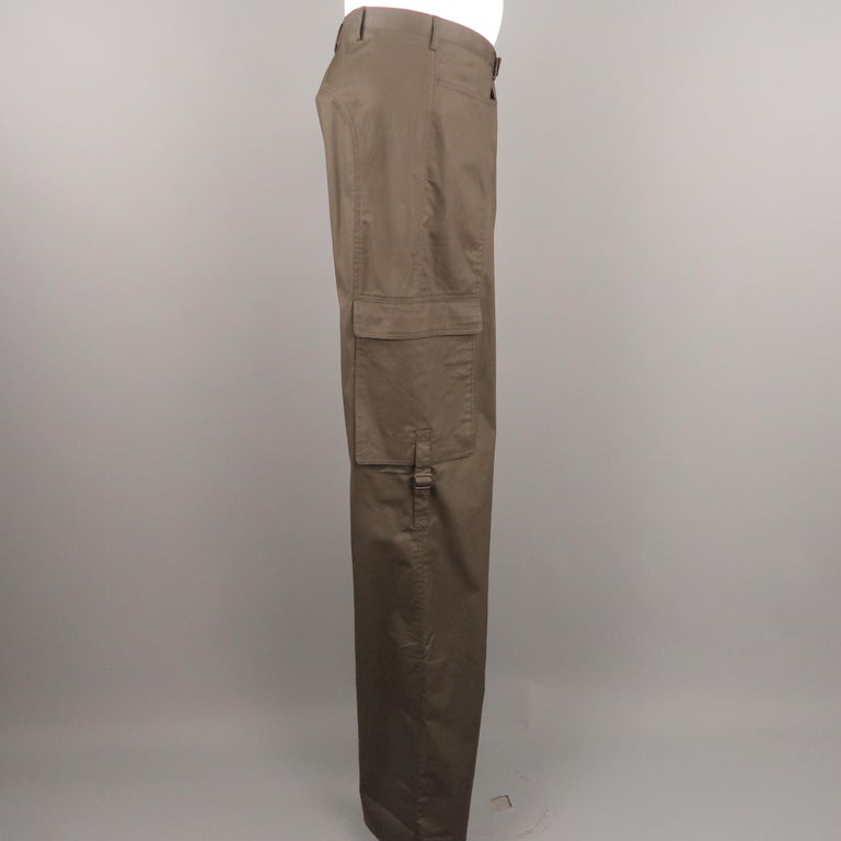 Men's NEIL BARRETT Size 32 Brown Wide Leg Cargo Pants at 1stDibs