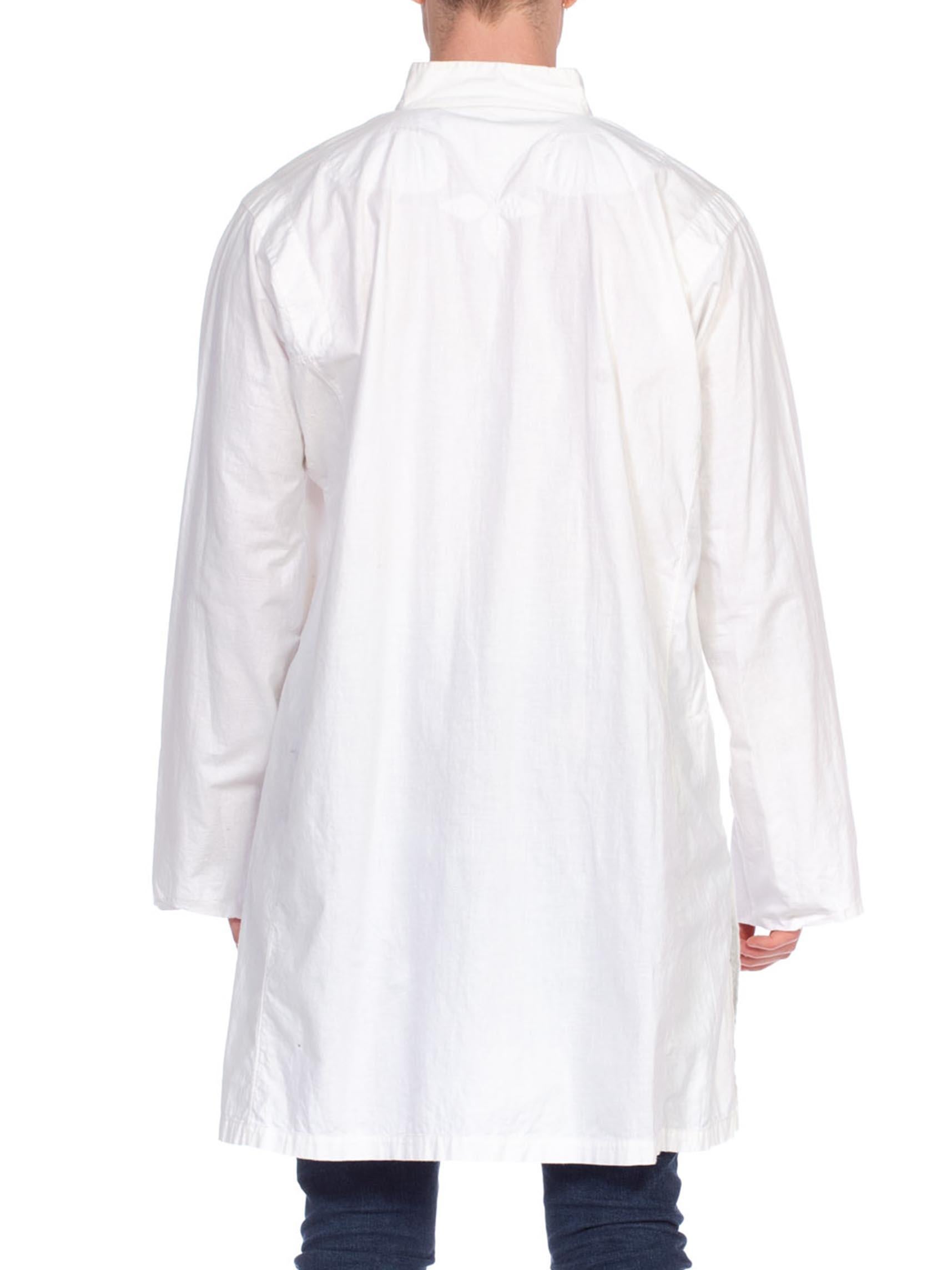 1970S White Cotton Men's North African Victorian Style Tunic Shirt With Secret  2