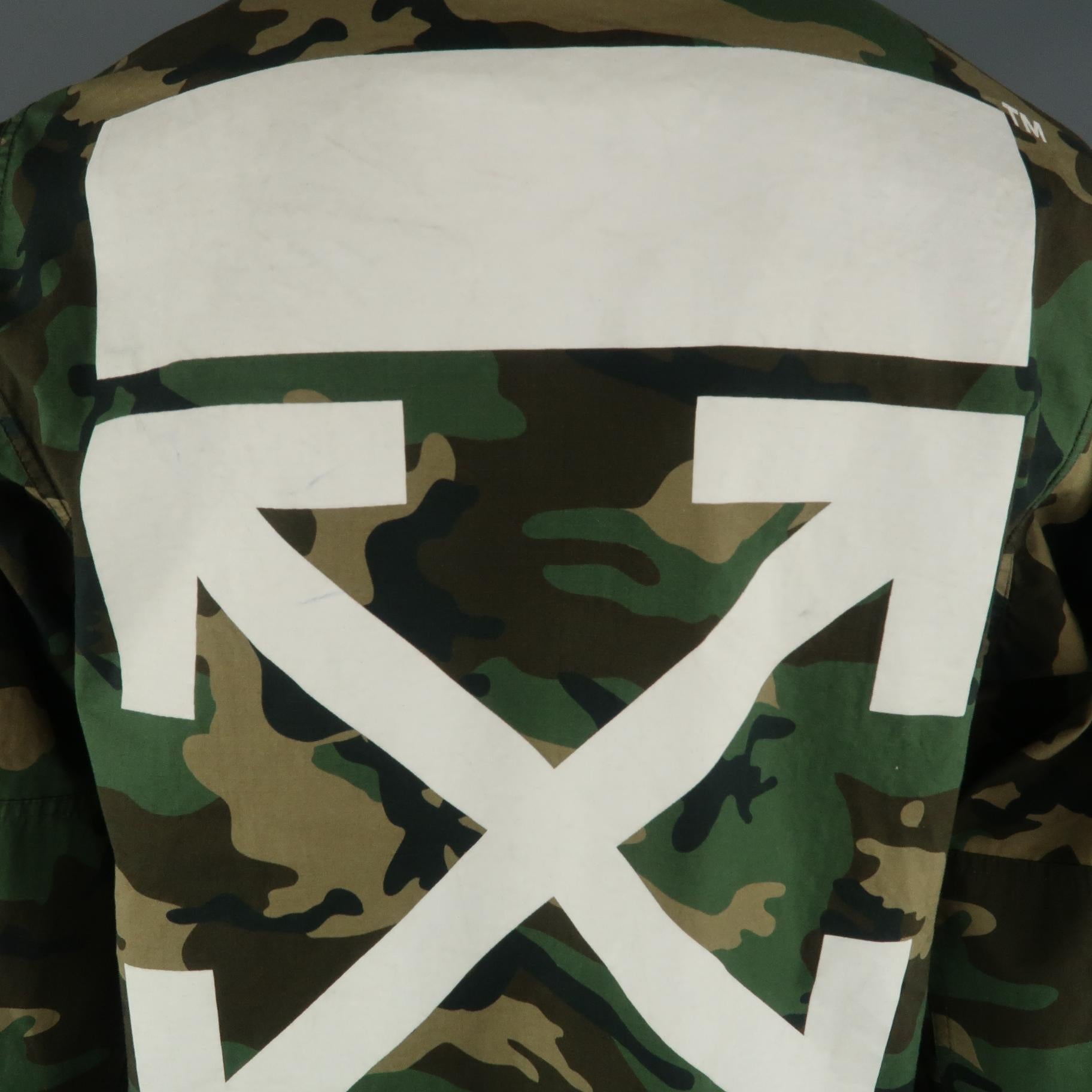 Men's OFF-WHITE L Green Camouflage Patches 2013 Military Jacket 3