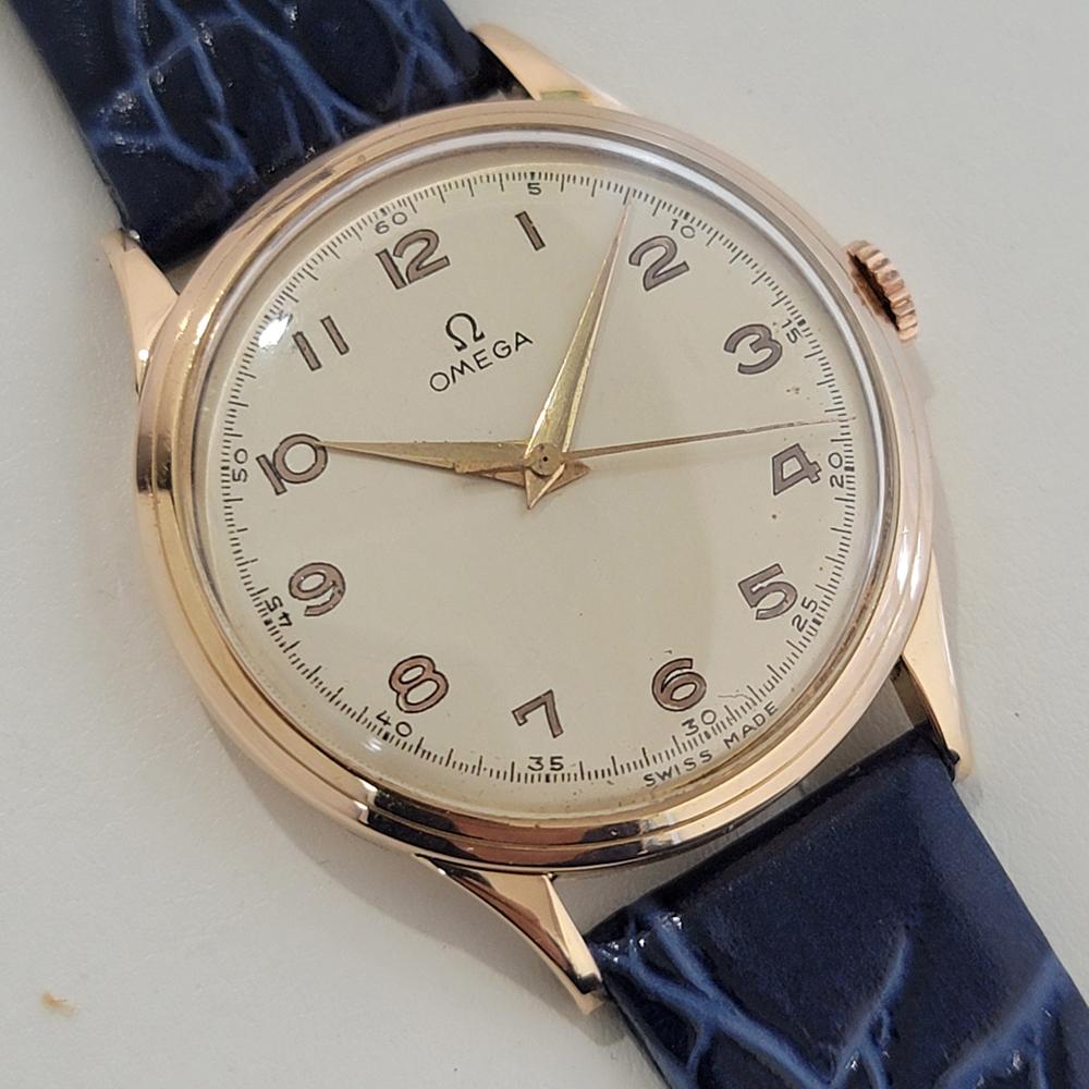 Mens Omega cal 30SCT2 14k Gold Manual Wind Dress Watch 1940s Vintage NA118 In Excellent Condition In Beverly Hills, CA