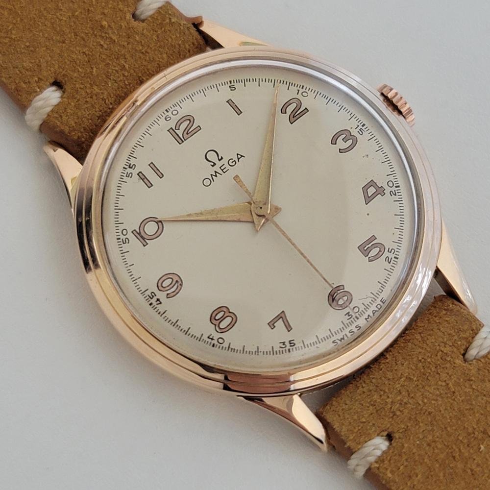 Mens Omega cal 30SCT2 14k Gold Manual Wind Dress Watch 1940s Vintage NA118B In Excellent Condition In Beverly Hills, CA